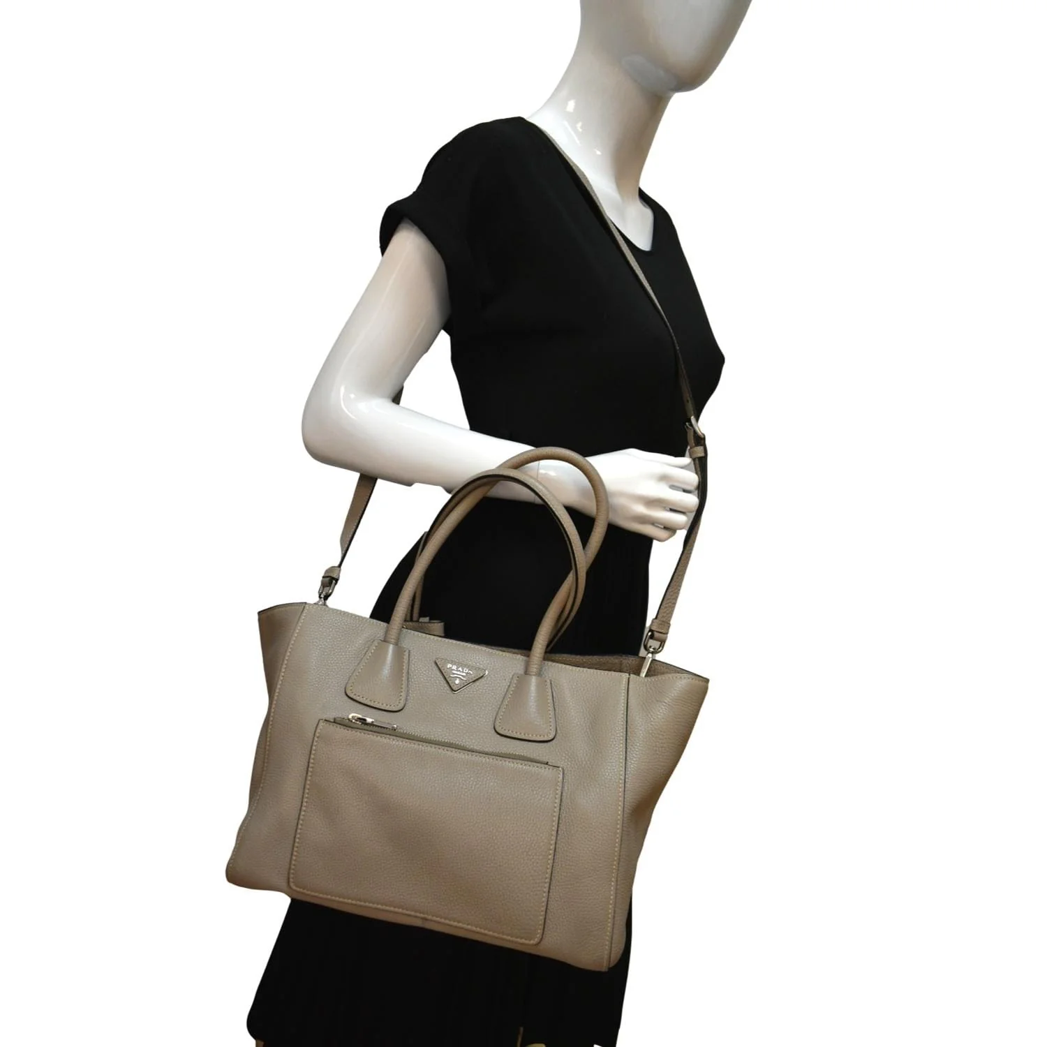 PRADA Leather Tote Shoulder Bag Tan - Image 2