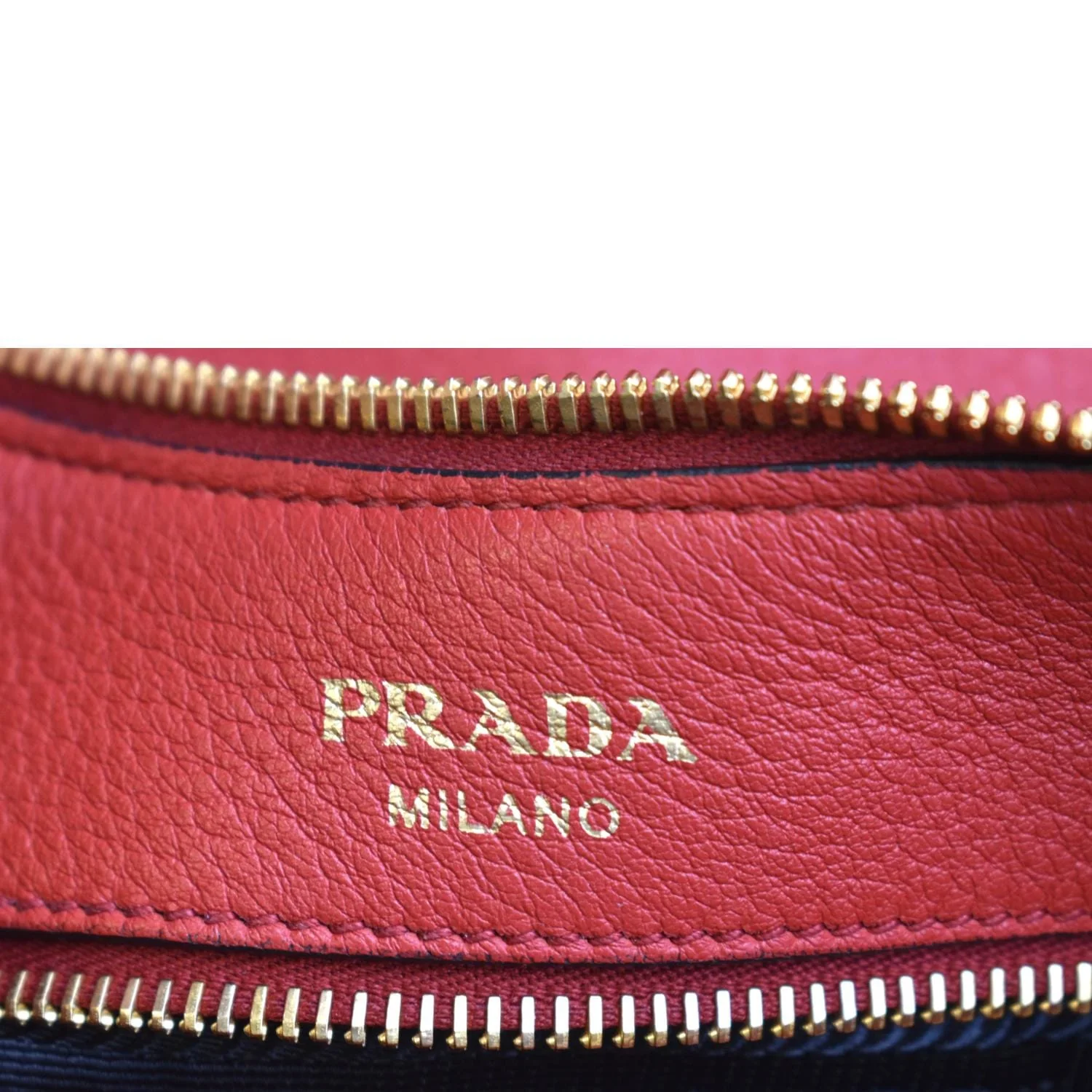PRADA Vitello Daino Leather Hobo Bag Red - Image 11