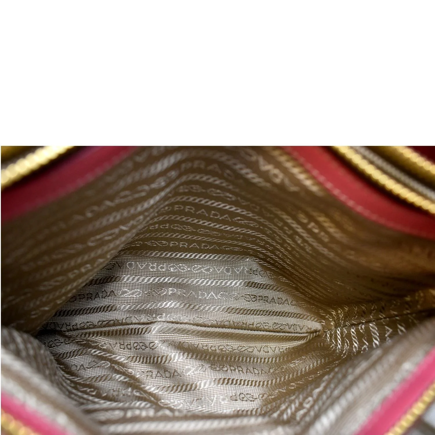 PRADA Jacquard Fabric Trim Crossbody Bag Brown - Image 10
