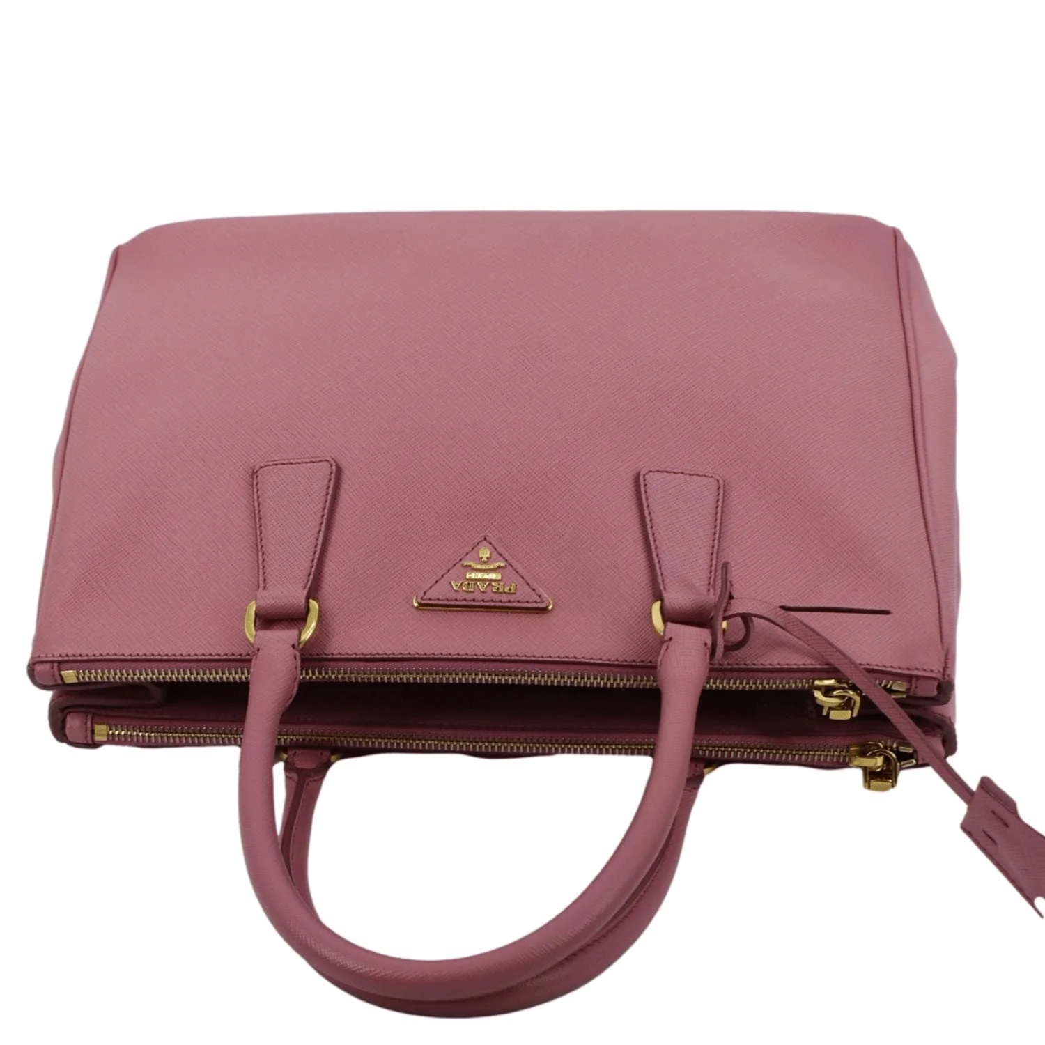PRADA Galleria Double-Zip Medium Saffiano Leather Tote Bag Pink - Image 5
