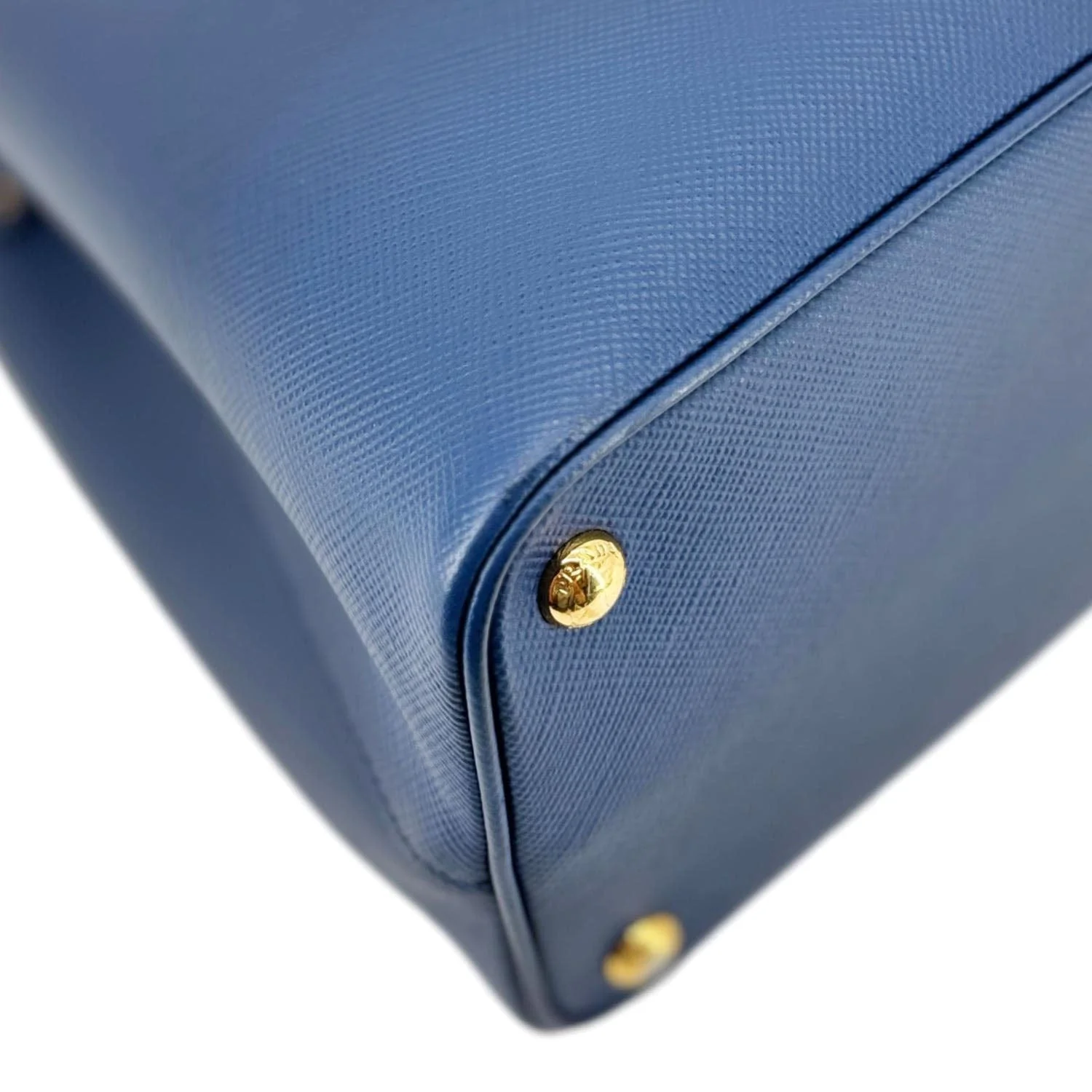 PRADA Double Handle Medium Saffiano Leather Shoulder Bag Navy Blue - Image 9