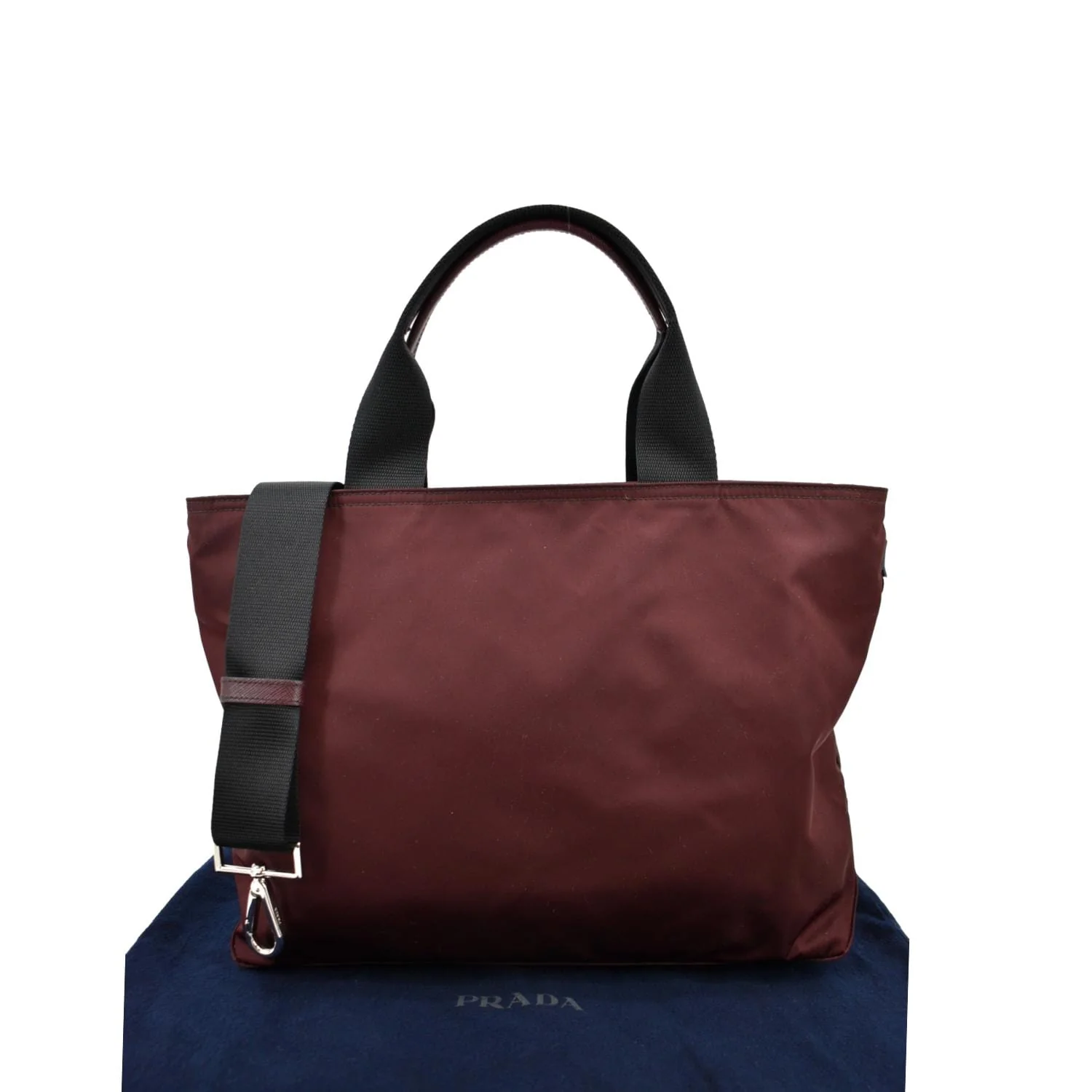 PRADA Medium Nylon Tote Bag Maroon - Image 4