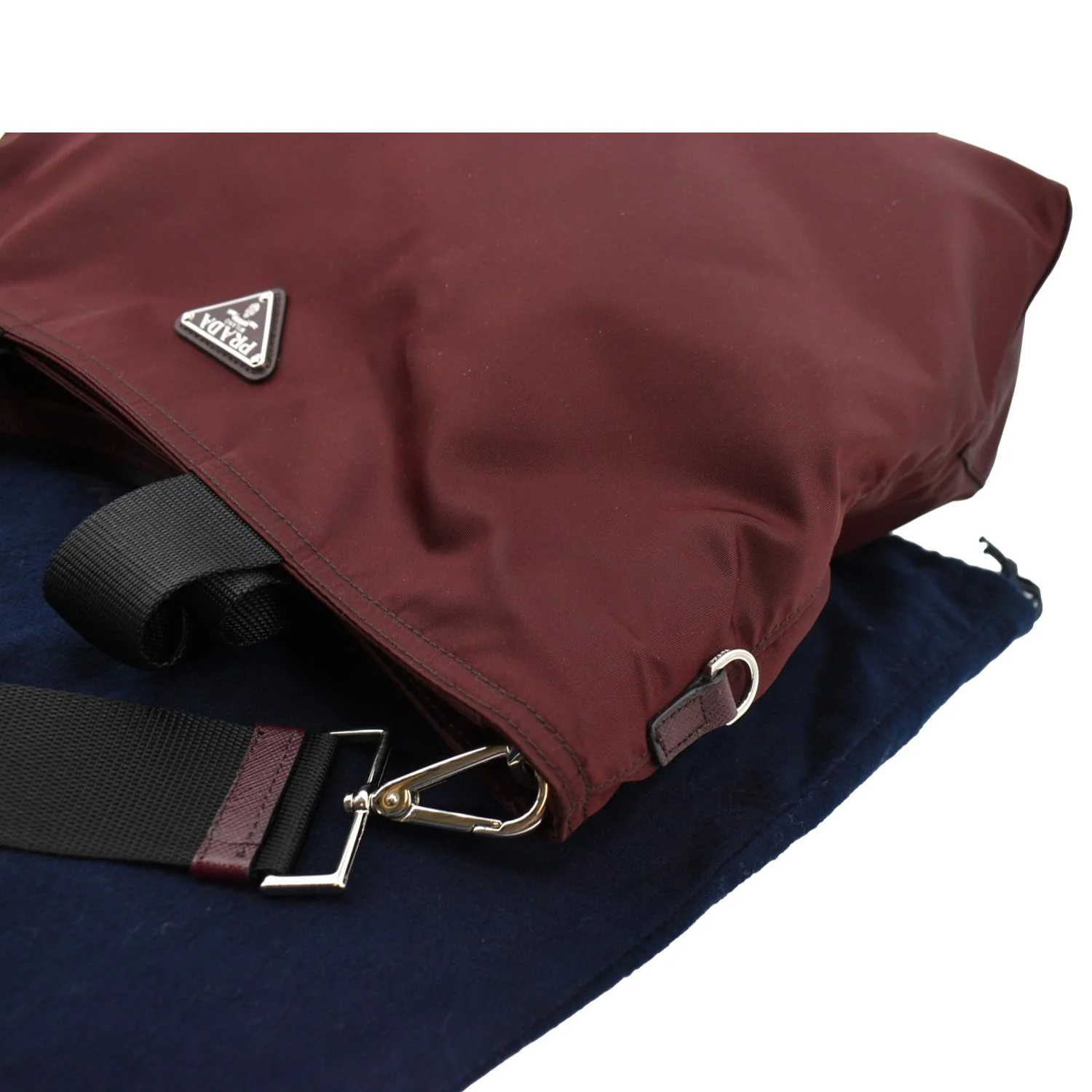 PRADA Medium Nylon Tote Bag Maroon - Image 7