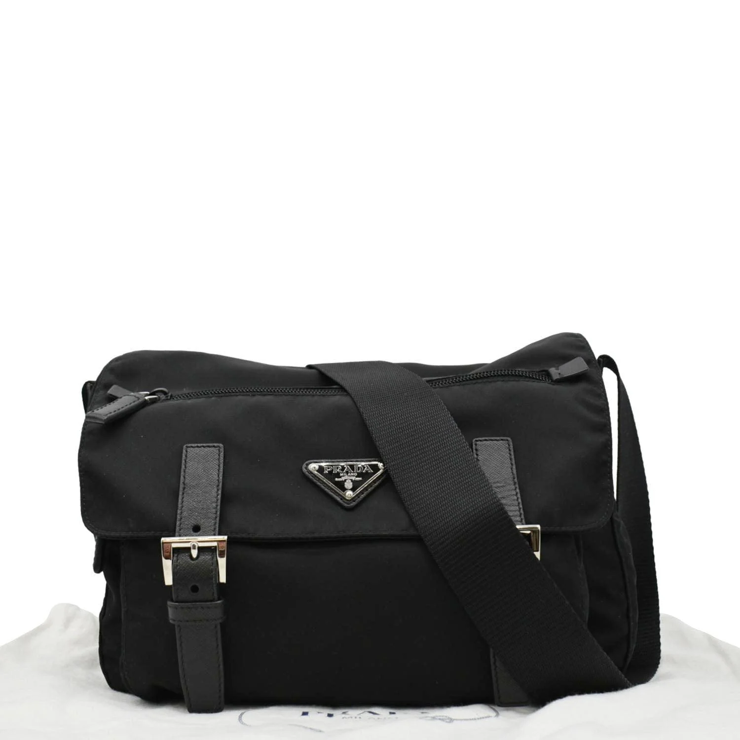 PRADA Vela Re-Edition Nylon Messenger Bag Black - Image 3