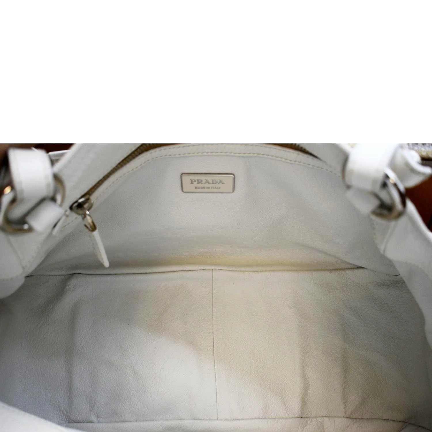 PRADA Paglia Vitello Daino Naturale Leather Satchel Bag Natural - Image 11
