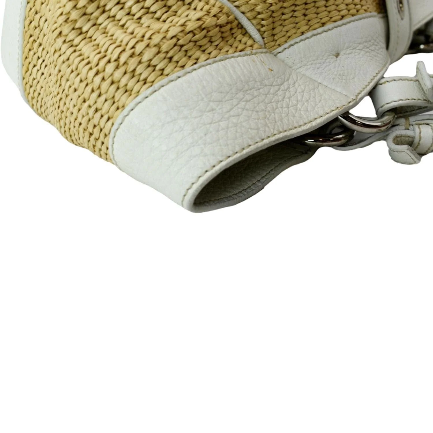 PRADA Paglia Vitello Daino Naturale Leather Satchel Bag Natural - Image 7