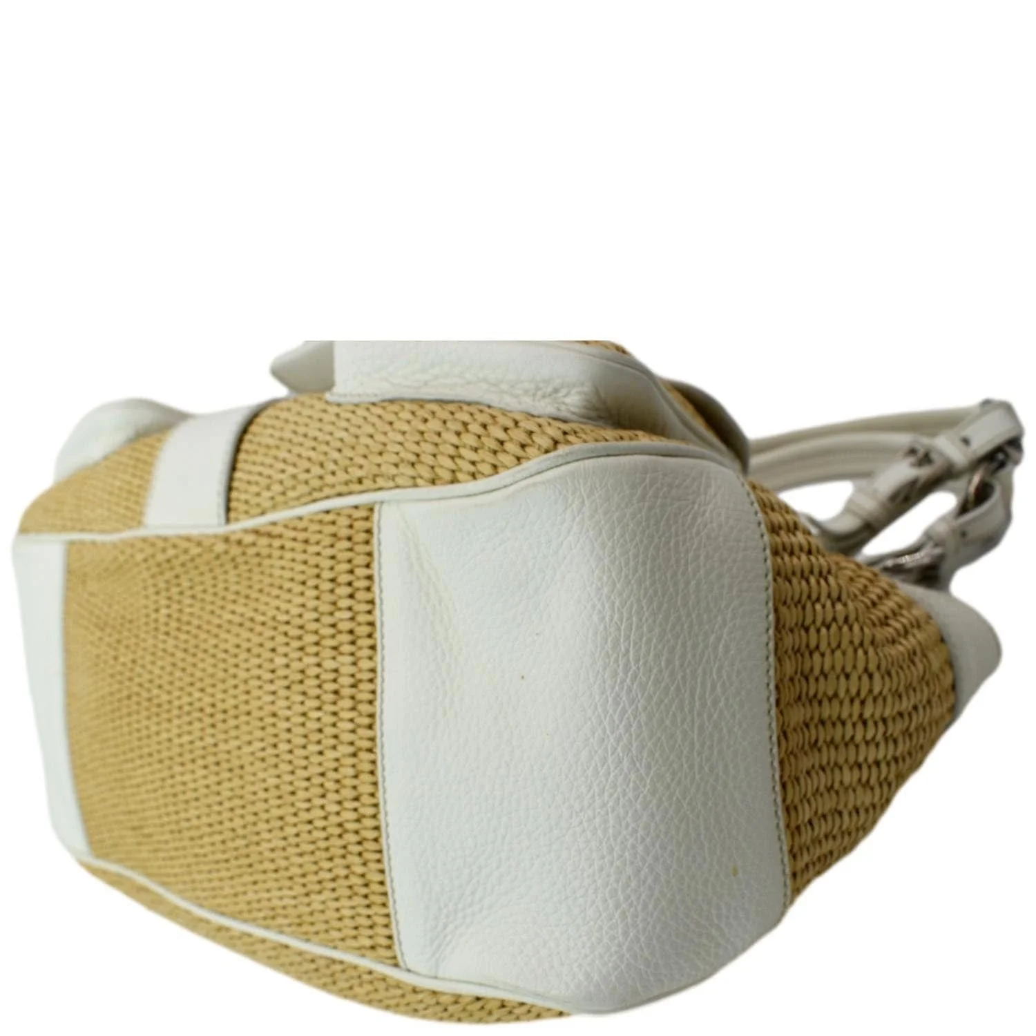 PRADA Paglia Vitello Daino Naturale Leather Satchel Bag Natural - Image 8