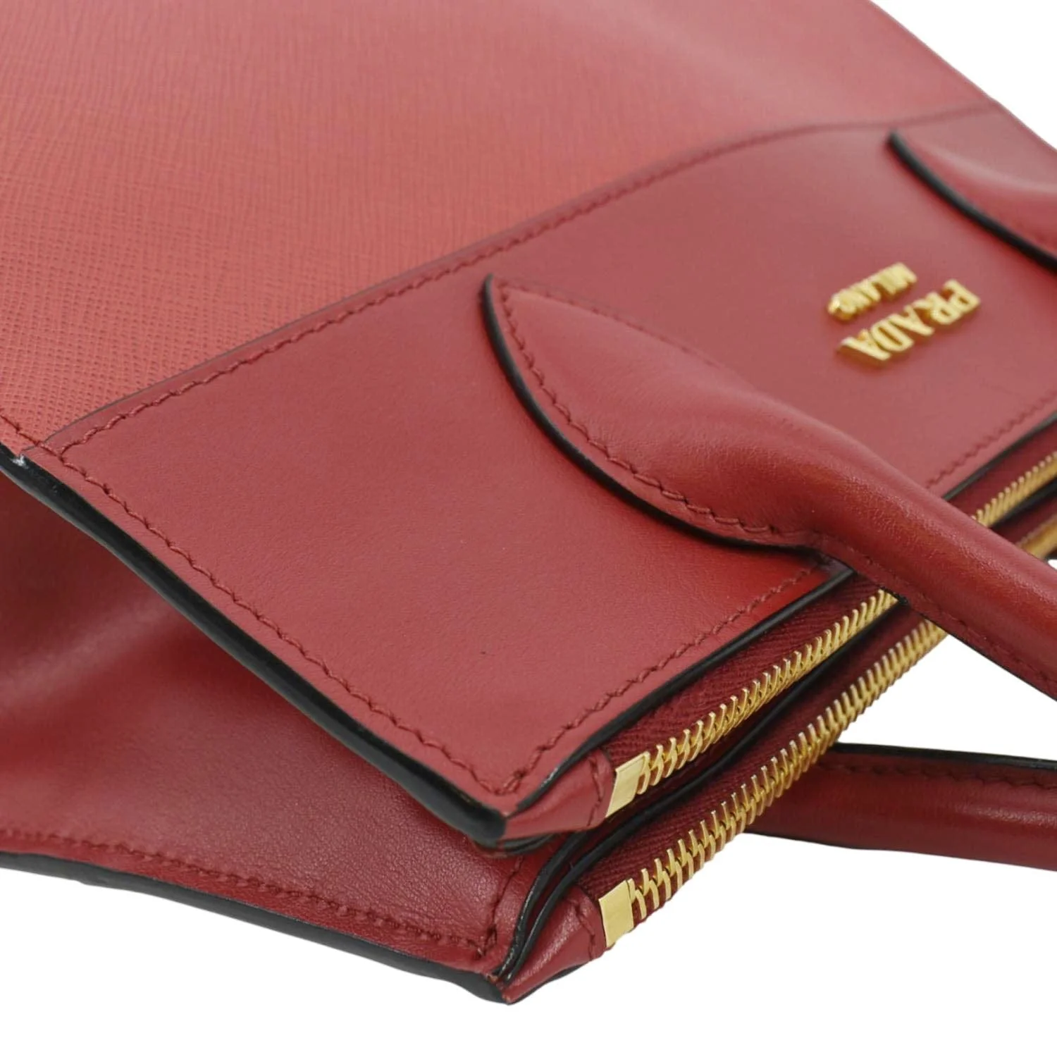 PRADA Paradigme Saffiano Leather Tote Shoulder Bag Red - Image 5