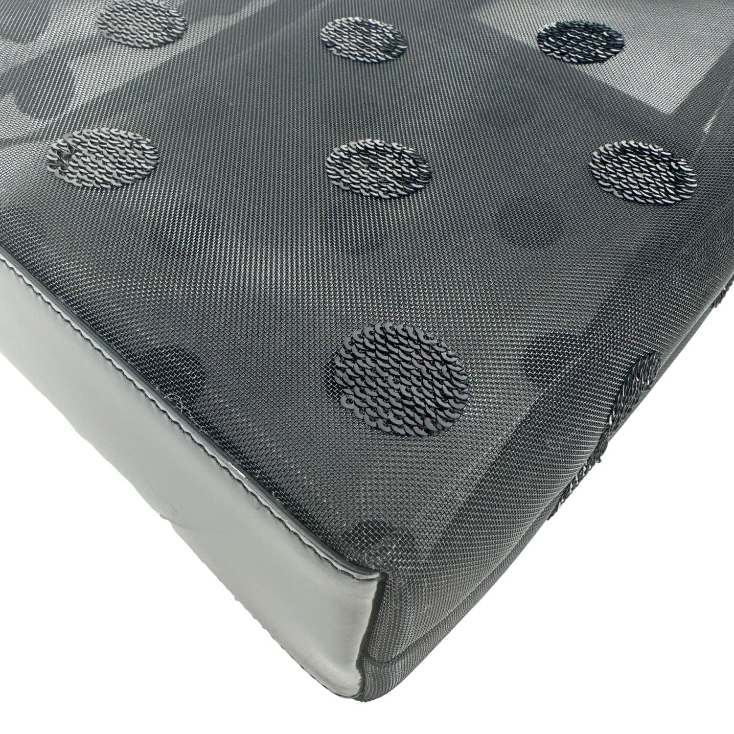 PRADA Ricamo Rete Polka Dot Mesh Tote BLack - Image 10
