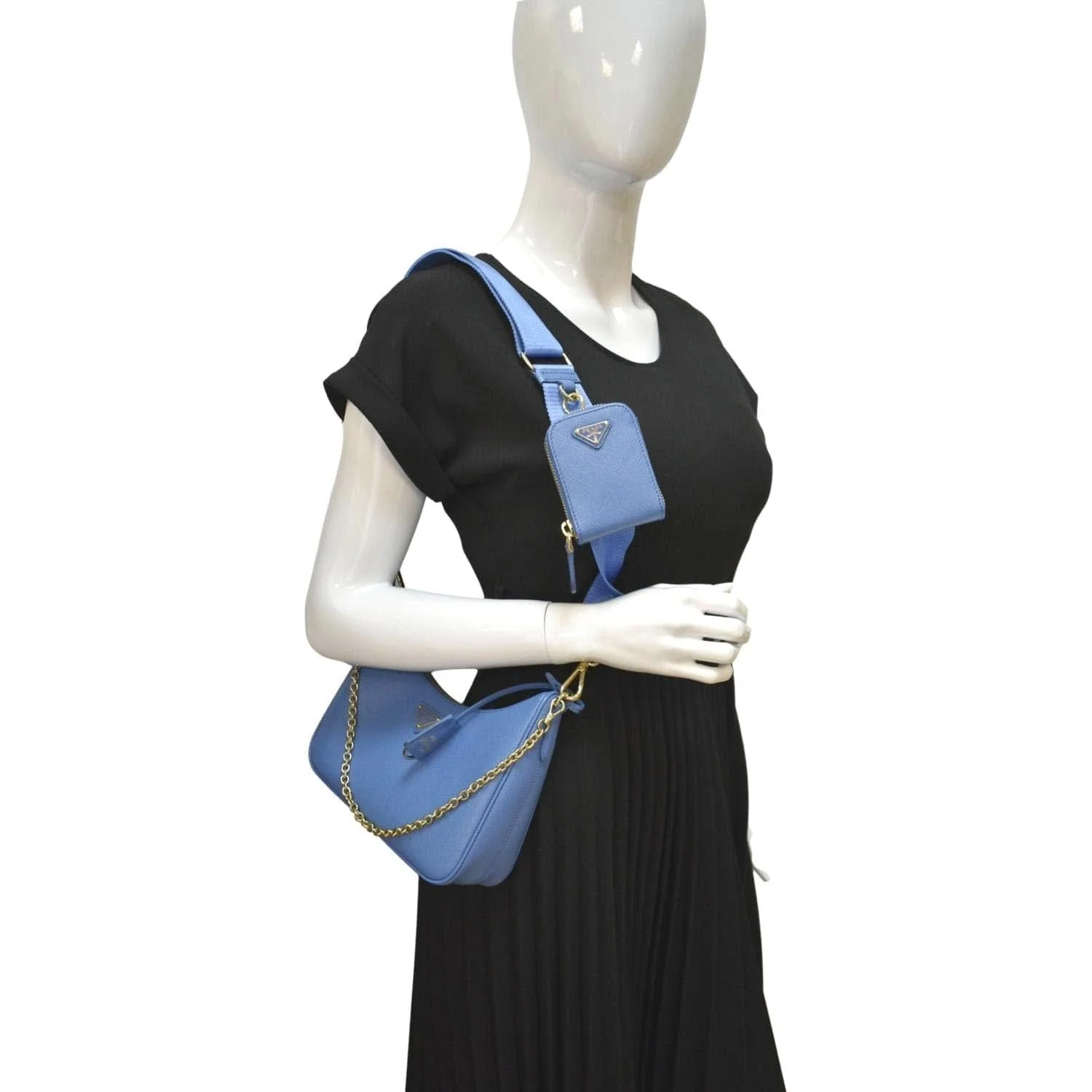 PRADA Re-Edition 2005 Saffiano Leather Shoulder Bag Blue - Image 2