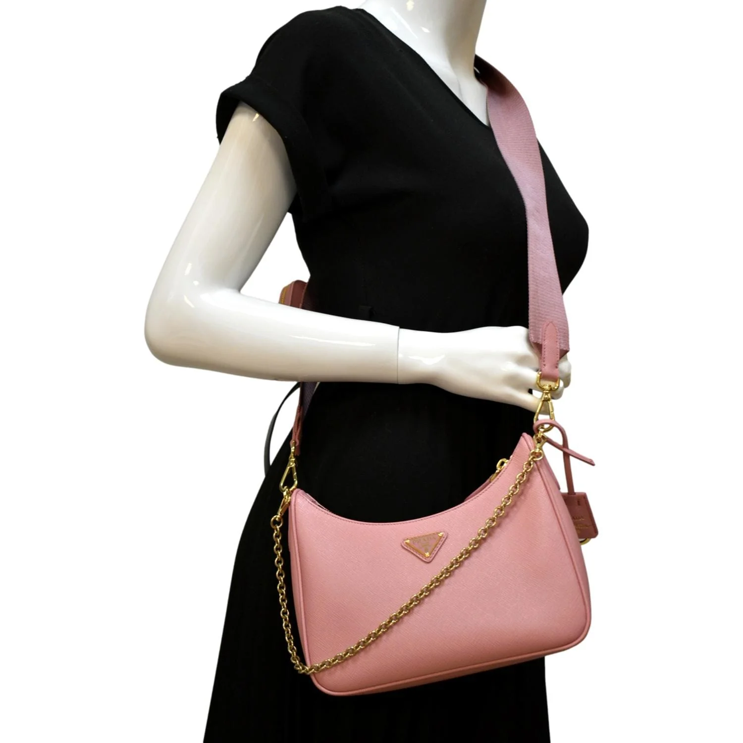 PRADA Re-Edition 2005 Suffiano Leather Shoulder Bag Rose Pink - Image 2