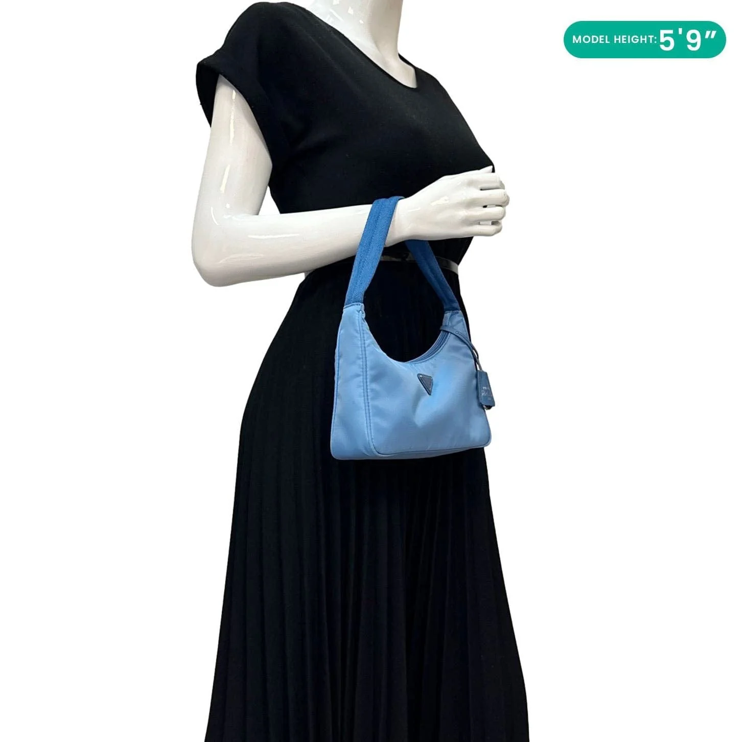 PRADA Re-Edition 2000 Nylon Hobo Bag Blue - Image 2