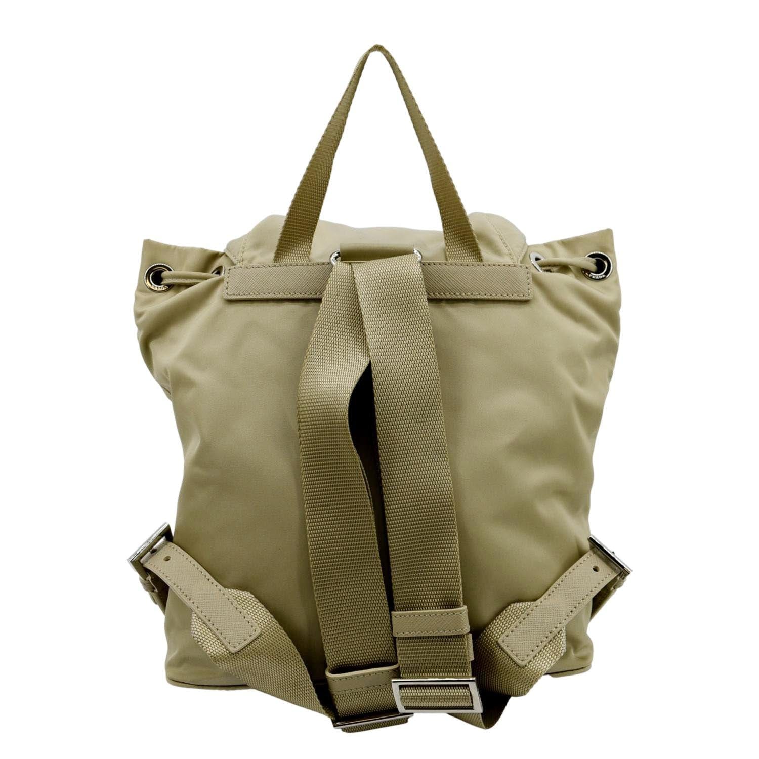 PRADA Double Front Pocket Re-Nylon Backpack Bag Beige - Image 3