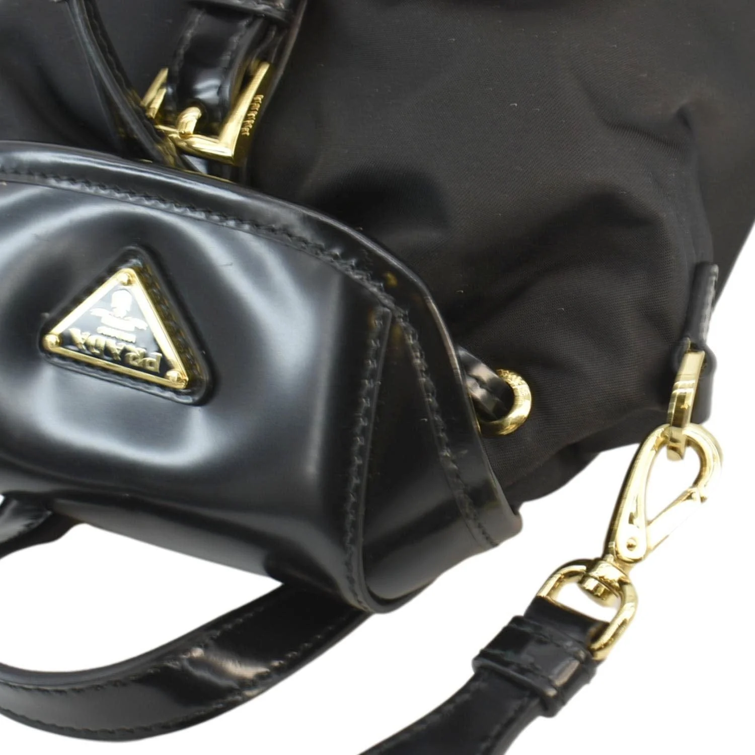 PRADA Re-Nylon Brushed Leather Crossbody Backpack Black - Image 6
