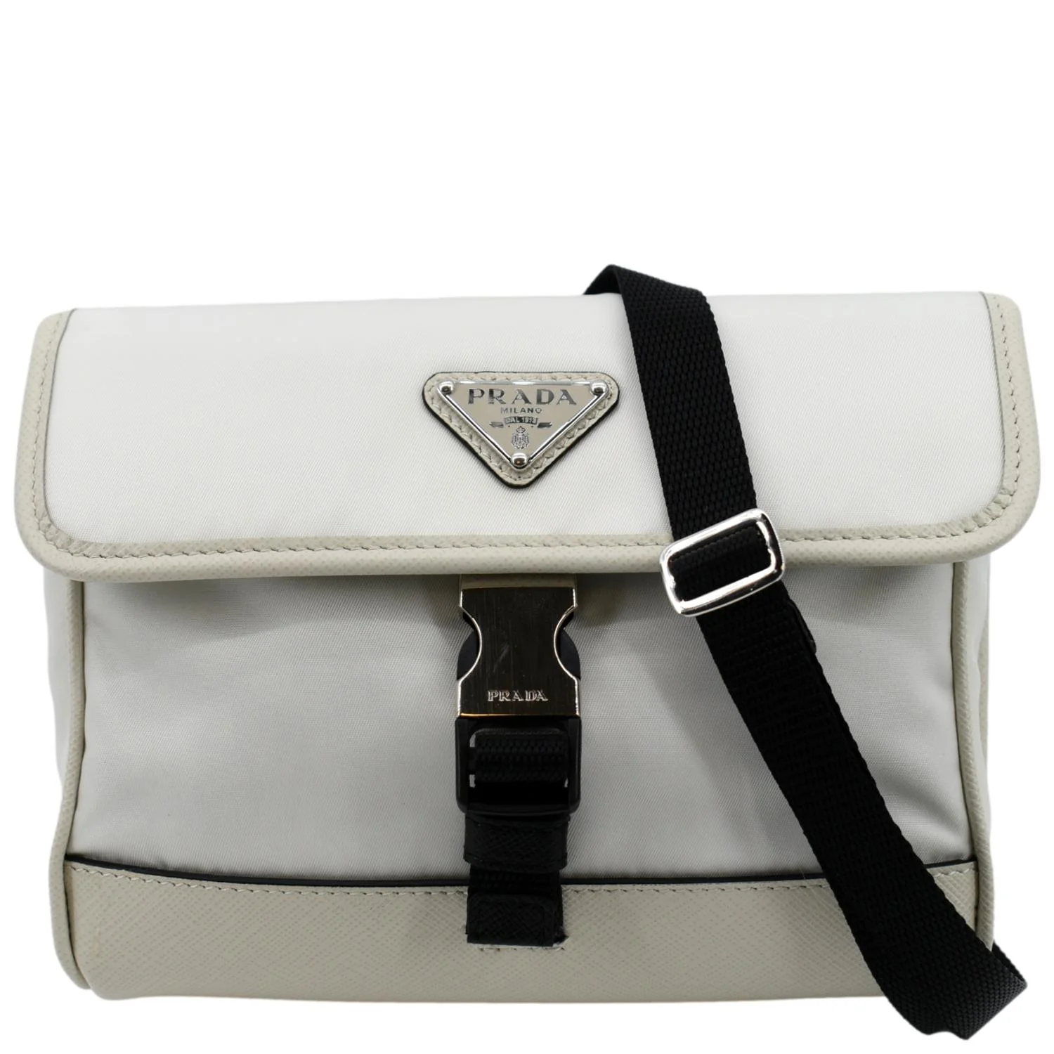 PRADA Re-Nylon Saffiano Leather Smartphone Case Shoulder Bag White
