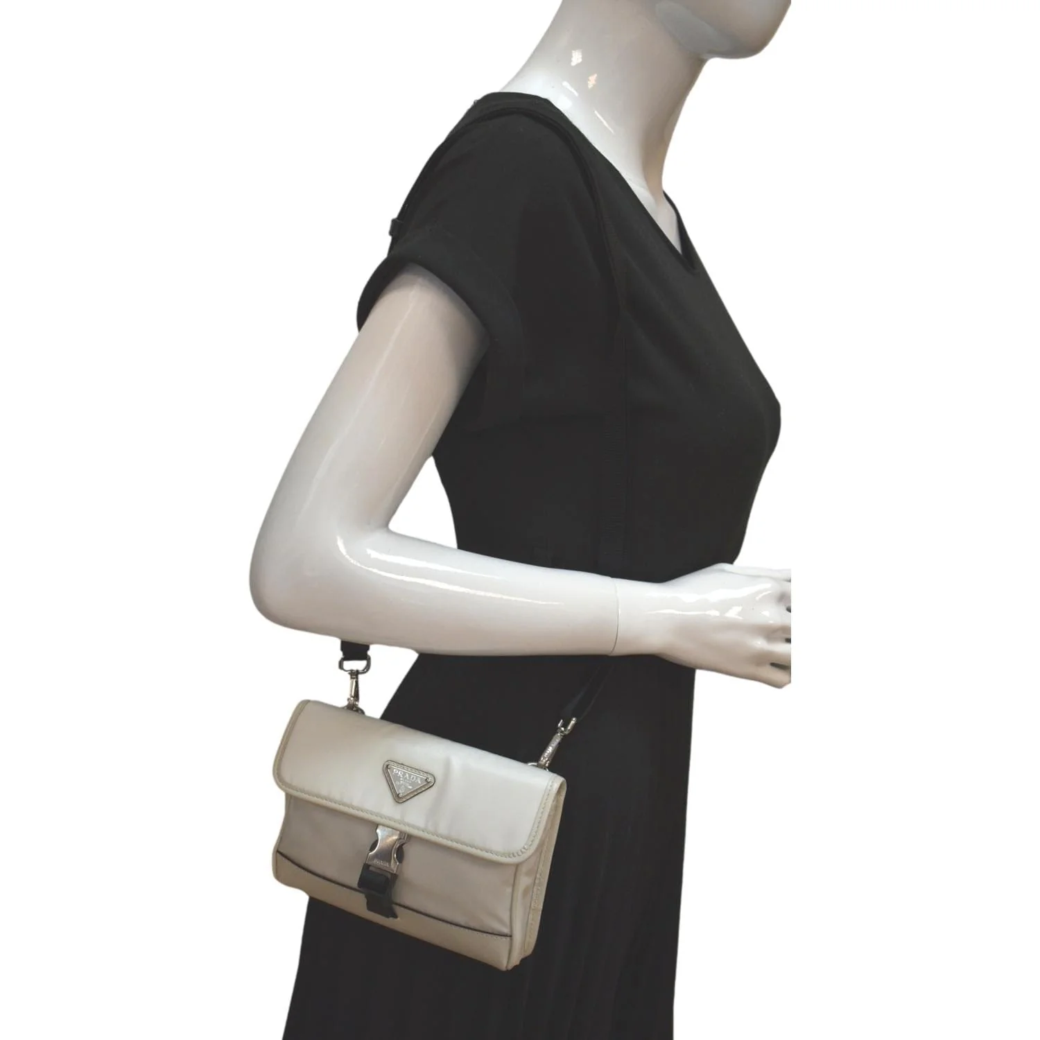 PRADA Re-Nylon Saffiano Leather Smartphone Case Shoulder Bag White - Image 2