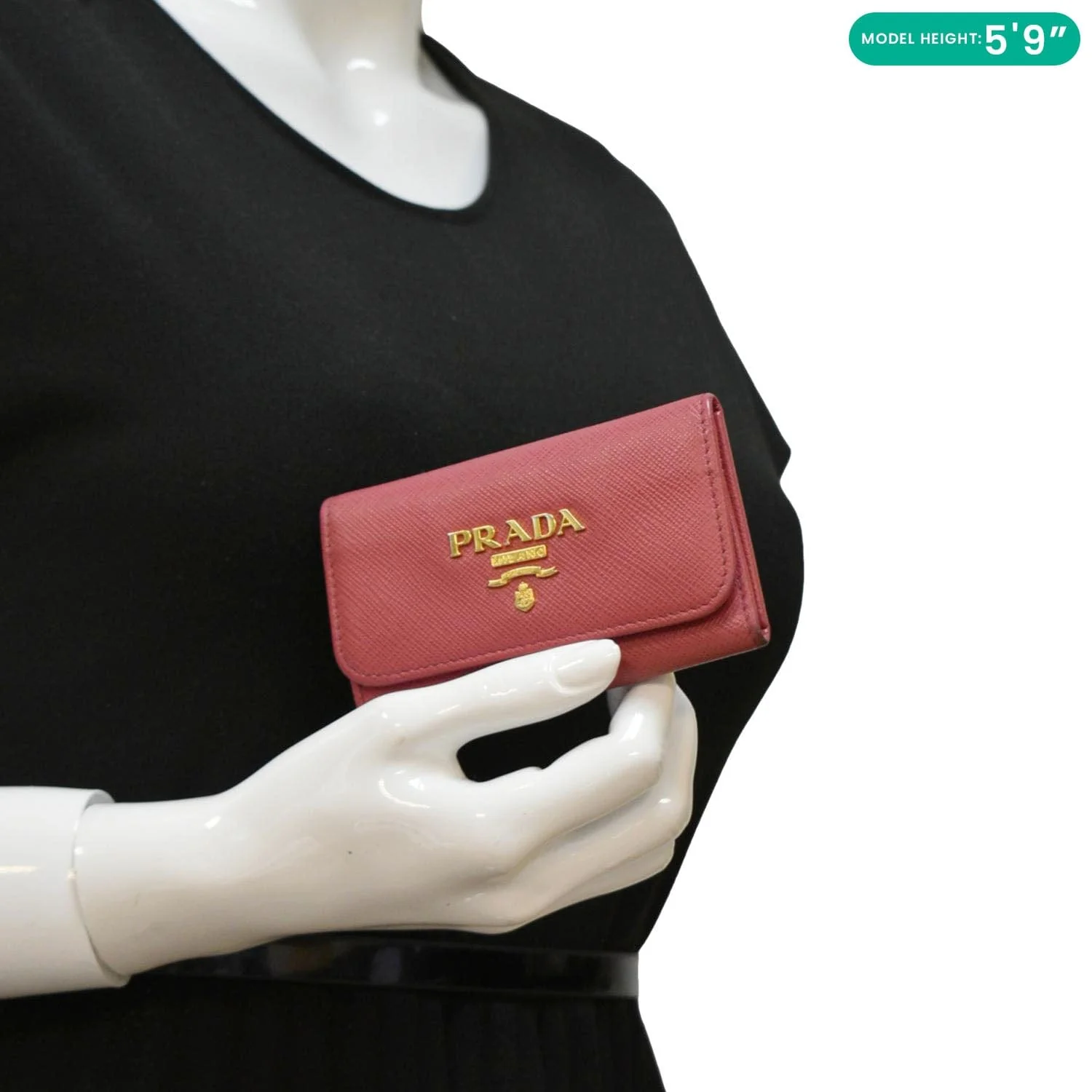 PRADA Small Saffiano Leather Key Holder Pink - Image 2