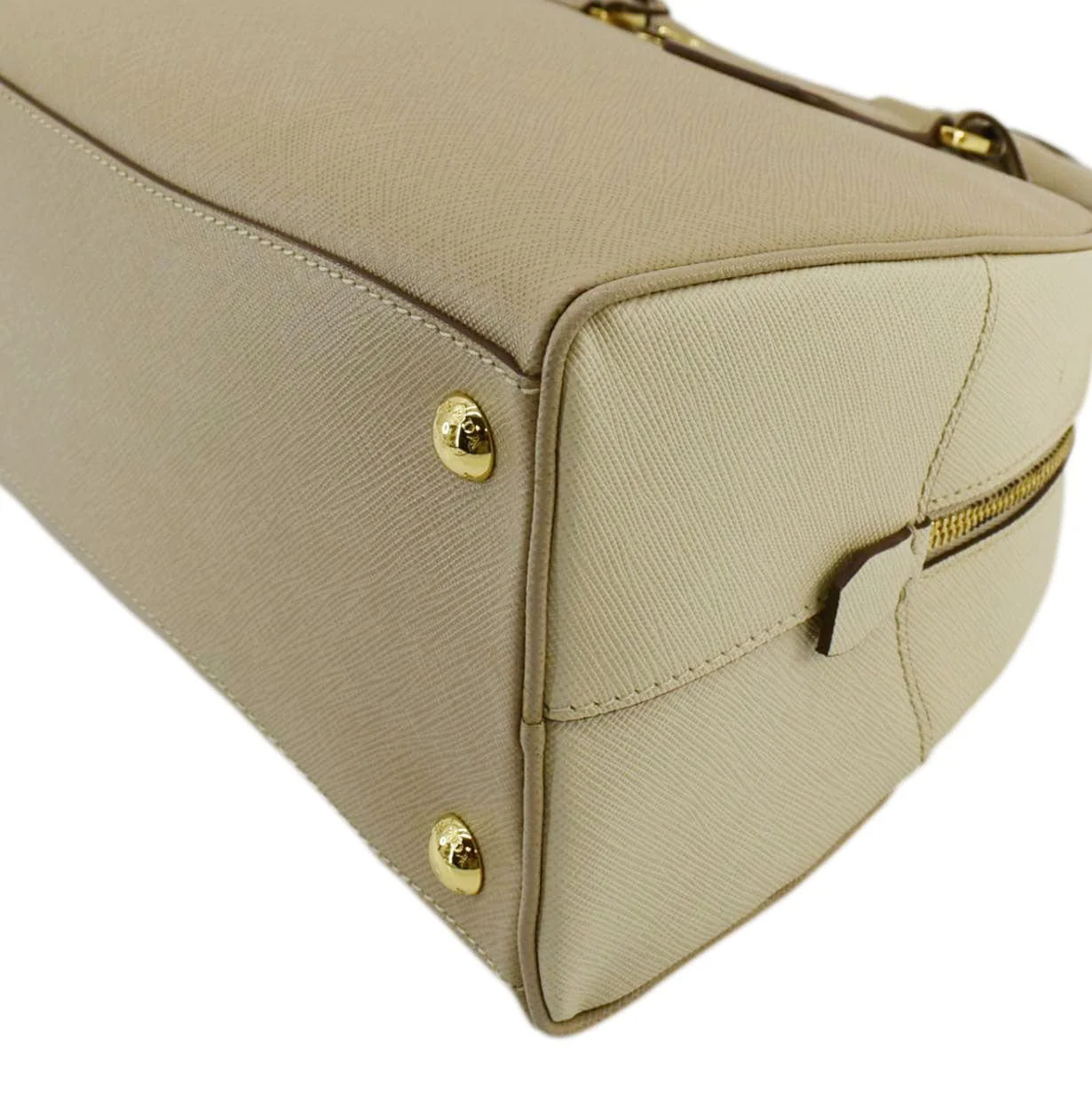 PRADA Bowling Medium Saffiano Leather Satchel Bag Cream - Image 7