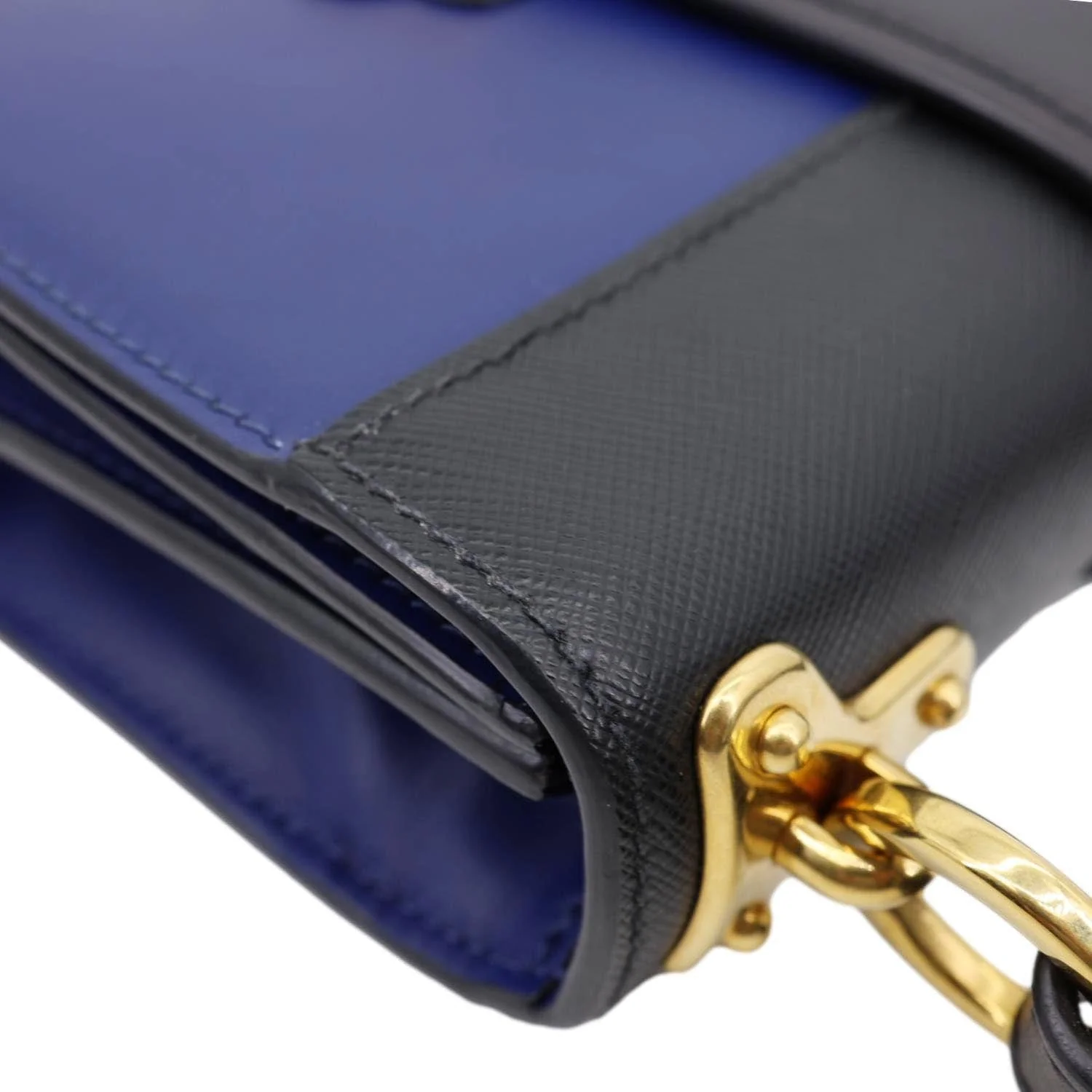 PRADA Cahier City Saffiano Leather Shoulder Bag Blue - Image 6