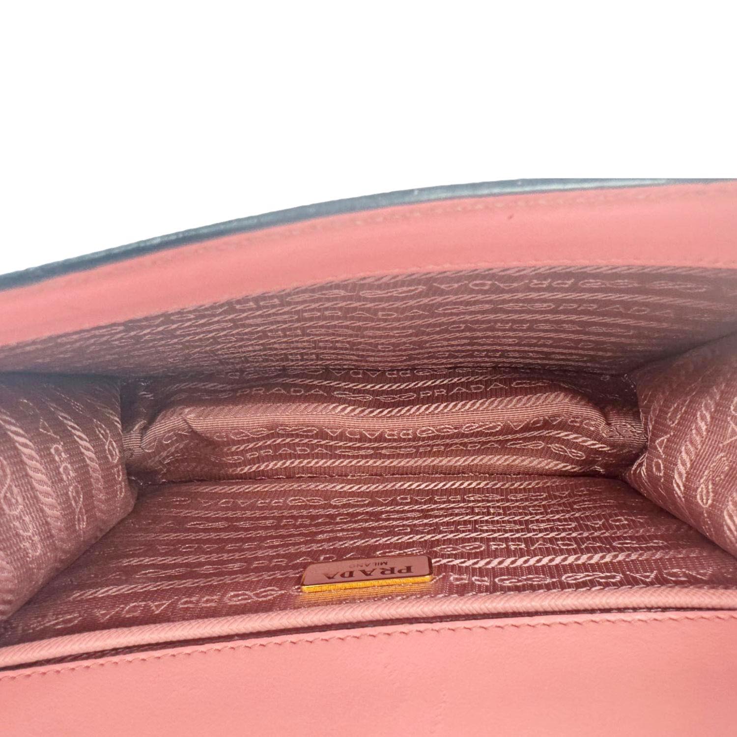 PRADA Soft Saffiano Leather Chain Crossbody Bag Pink - Image 12