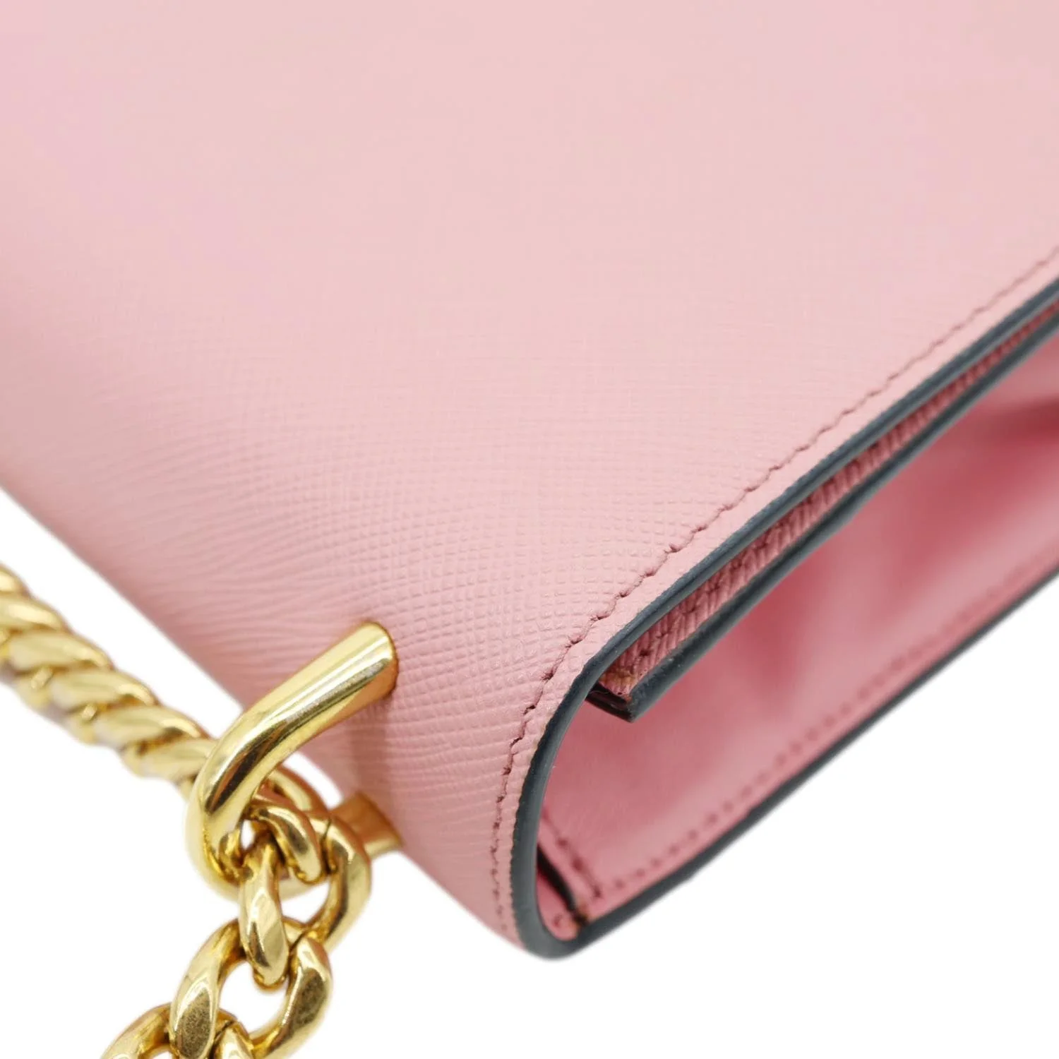 PRADA Soft Saffiano Leather Chain Crossbody Bag Pink - Image 7