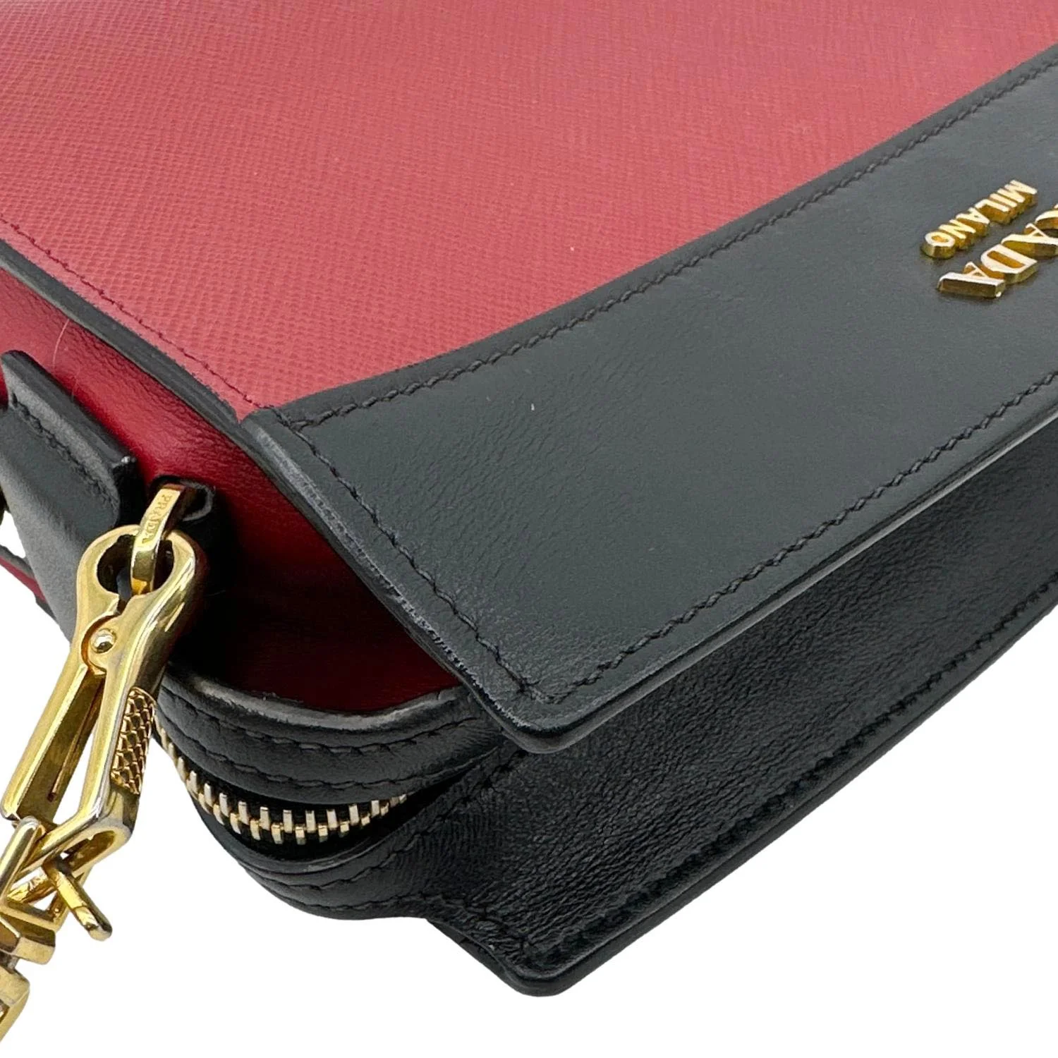 PRADA Esplanade Saffiano City Calfskin Leather Crossbody Bag Red - Image 6