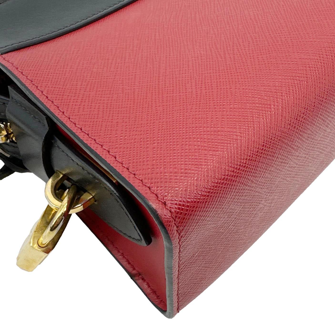 PRADA Esplanade Saffiano City Calfskin Leather Crossbody Bag Red - Image 8