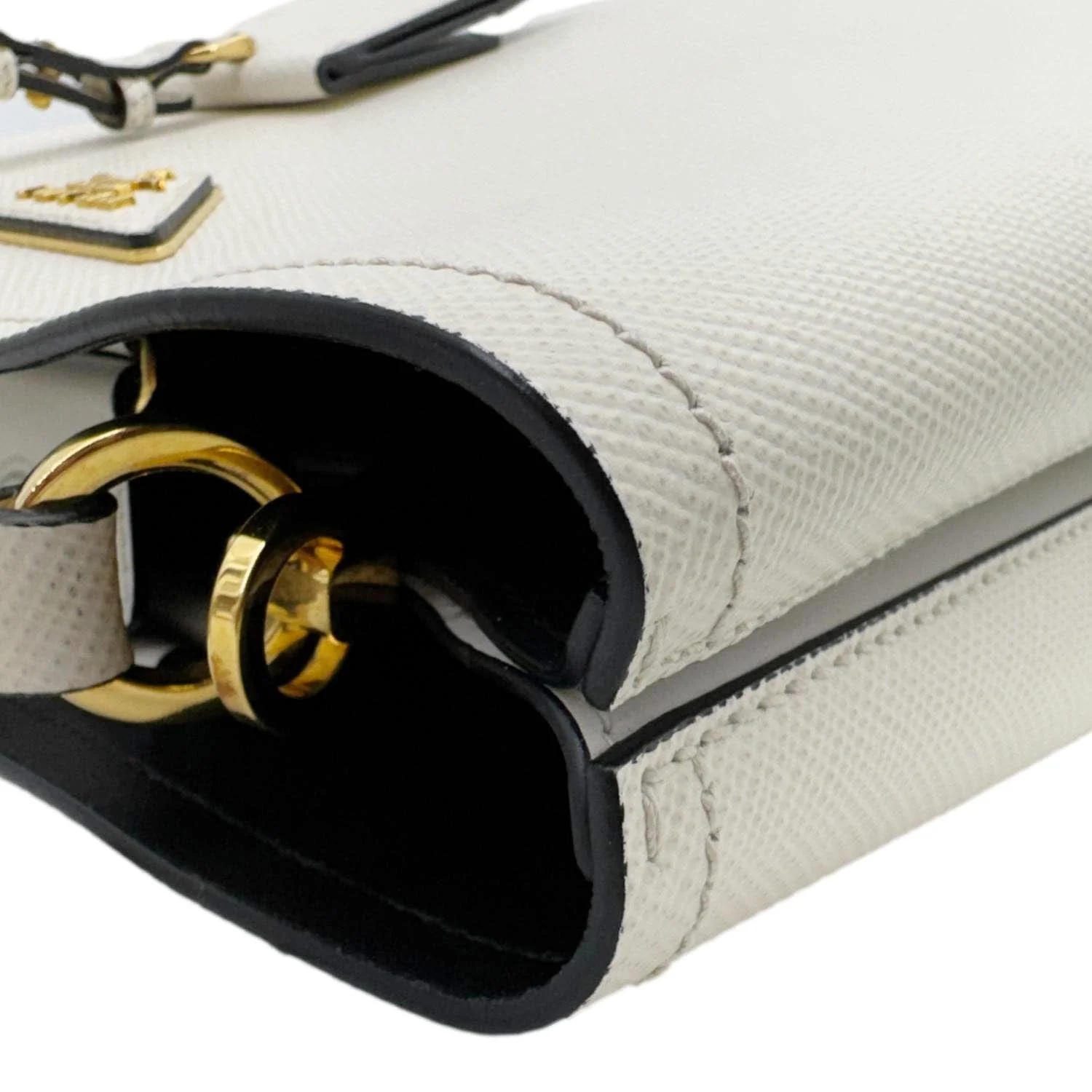 PRADA Panier Saffiano Cuir Leather Bucket Bag White - Image 13