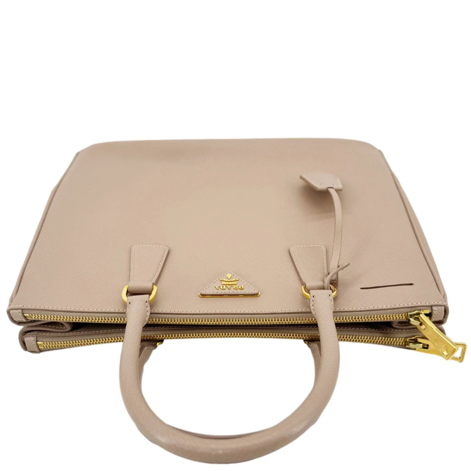 PRADA Galleria Double Zip Saffiano Leather Top Handle Tote Bag Beige - Image 8