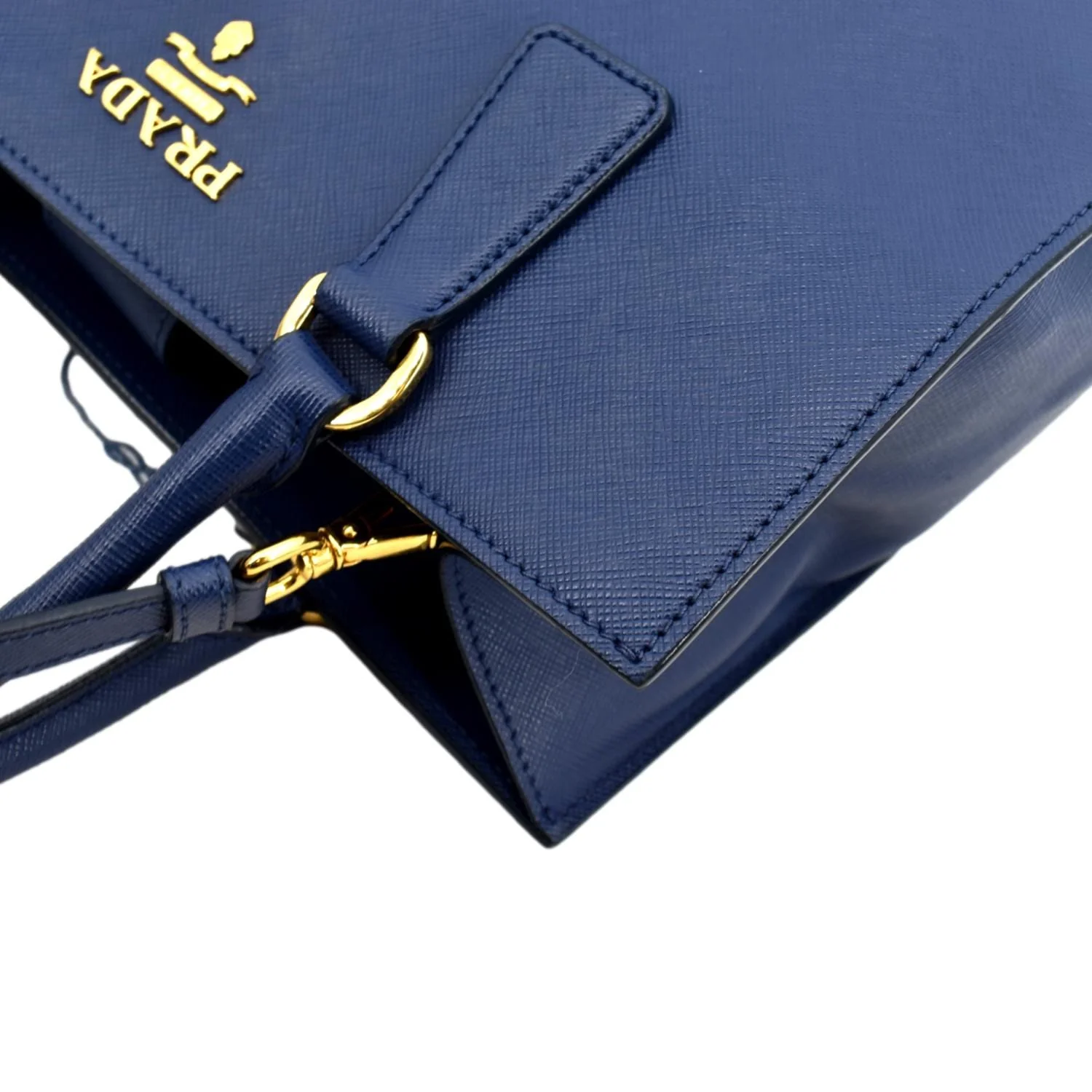 PRADA Saffiano Leather Tote Shoulder Bag Blue - Image 5