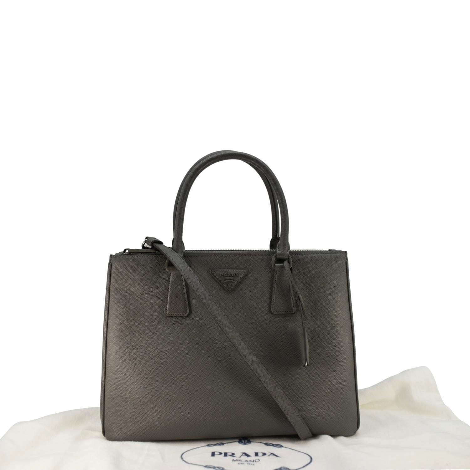 PRADA Galleria Double-Zip Medium Saffiano Leather Tote Bag Grey - Image 3