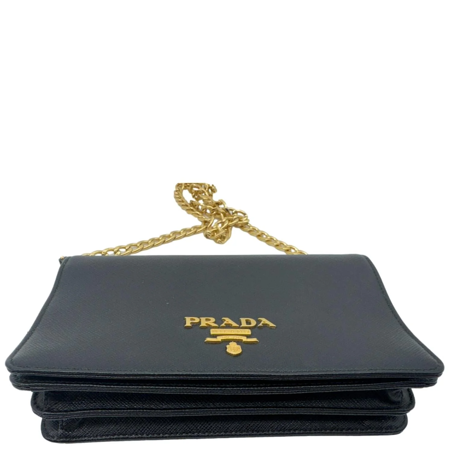 PRADA Saffiano Lux Chain Crossbody Bag Black - Image 5