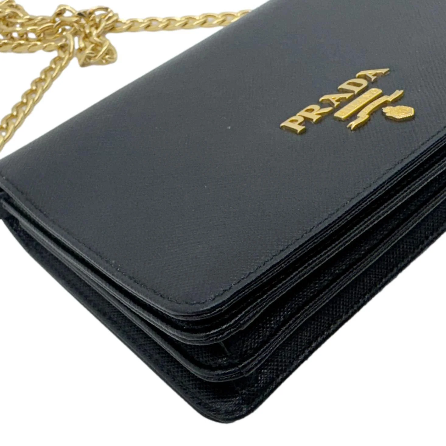 PRADA Saffiano Lux Chain Crossbody Bag Black - Image 6