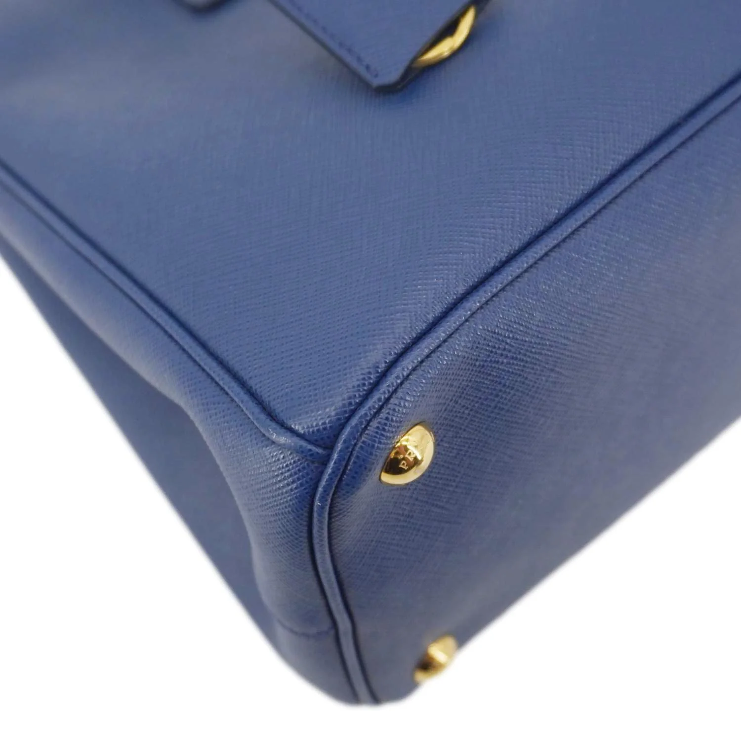 PRADA Galleria Double Zip Medium Saffiano Lux Leather Tote Bag Blue - Image 11