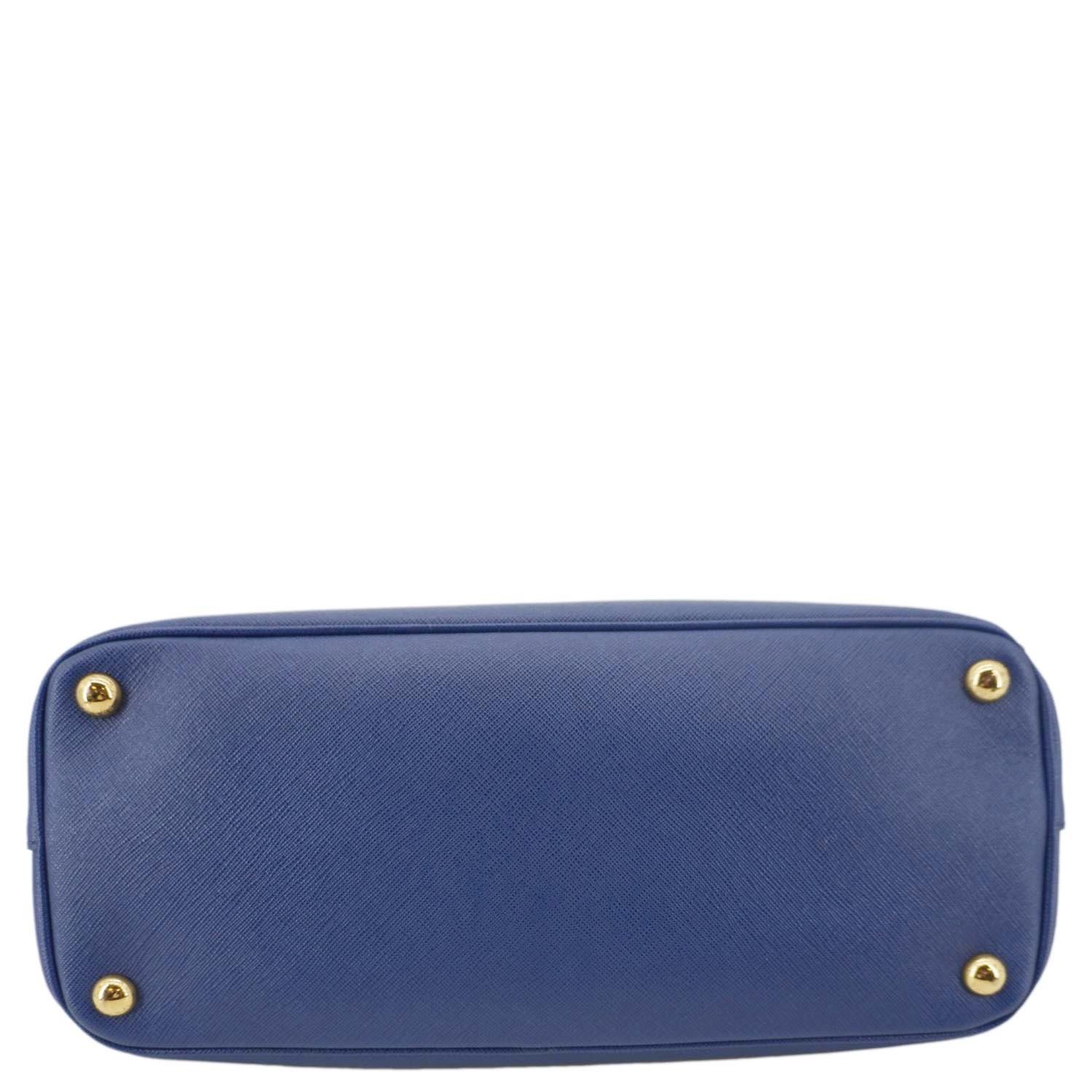 PRADA Galleria Double Zip Medium Saffiano Lux Leather Tote Bag Blue - Image 12