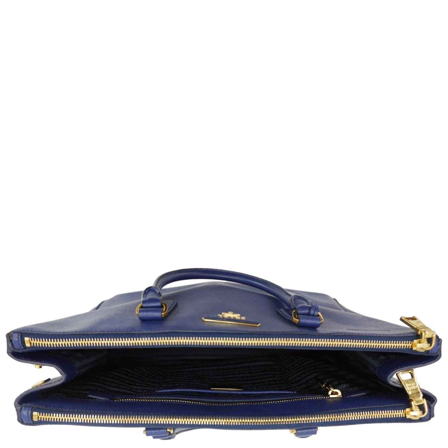 PRADA Galleria Double-Zip Large Saffiano Lux Leather Tote Bag Blue - Image 14