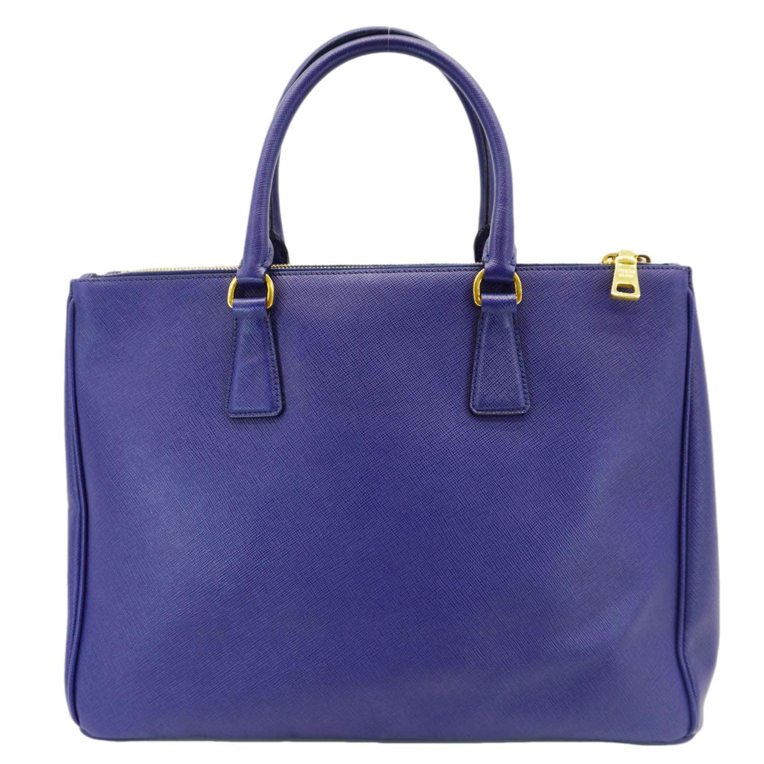 PRADA Galleria Double-Zip Large Saffiano Lux Leather Tote Bag Blue - Image 3