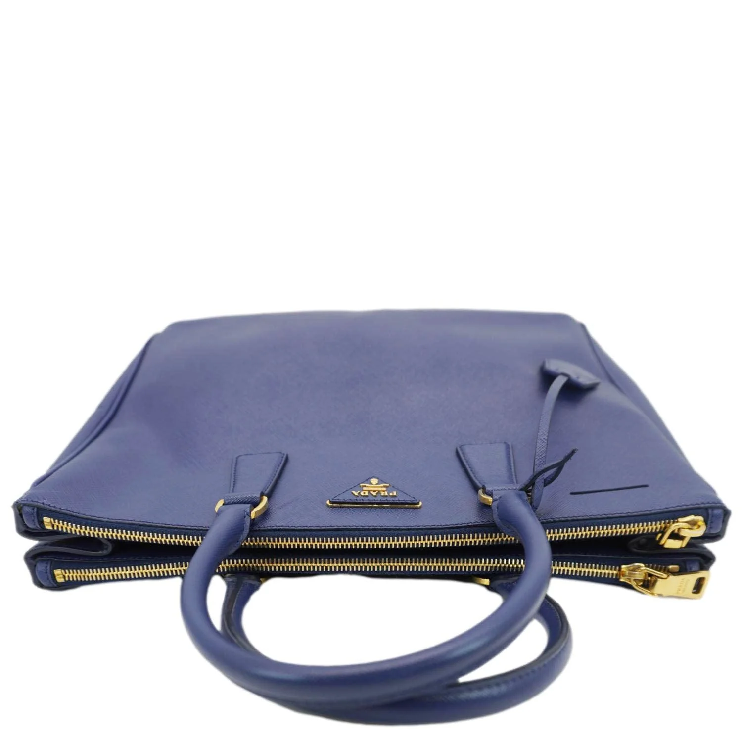 PRADA Galleria Double-Zip Large Saffiano Lux Leather Tote Bag Blue - Image 5
