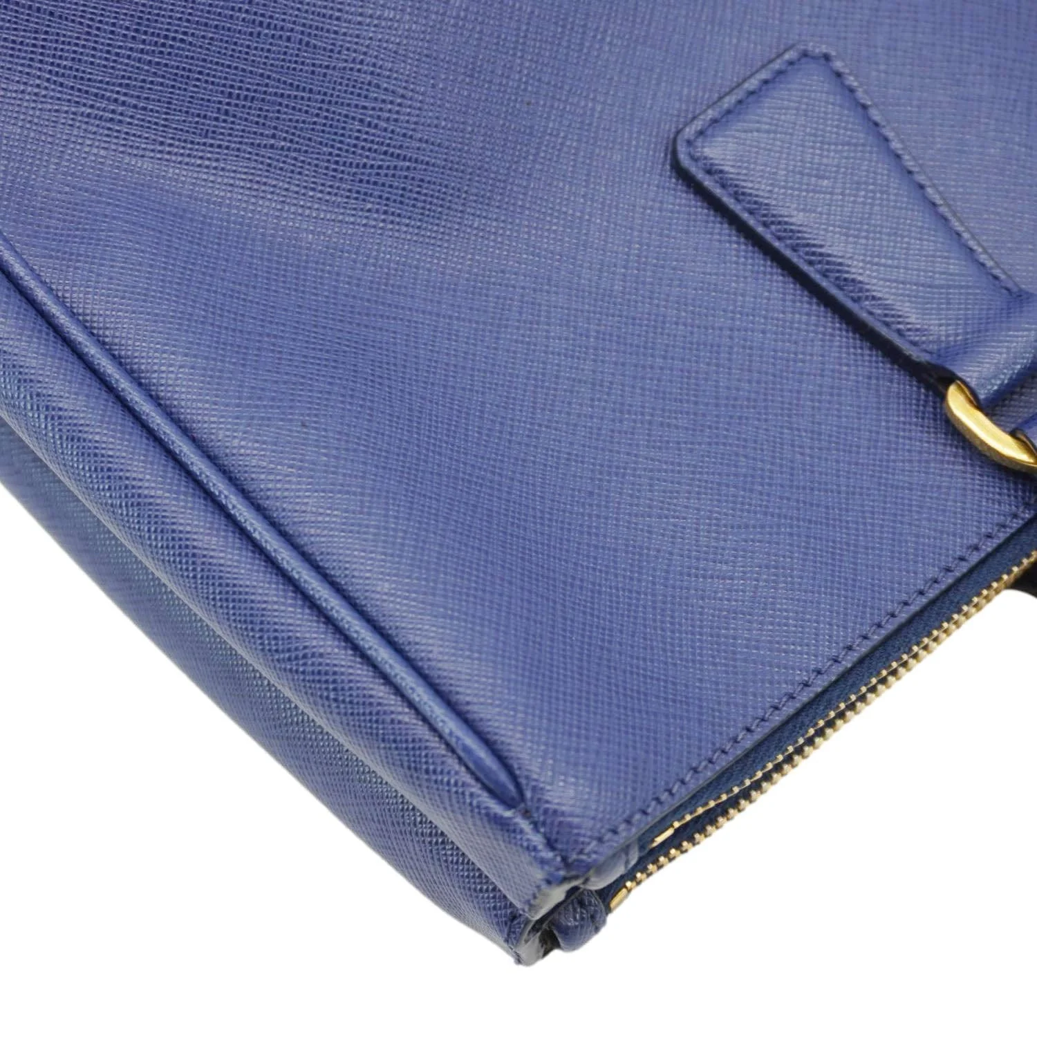 PRADA Galleria Double-Zip Large Saffiano Lux Leather Tote Bag Blue - Image 6