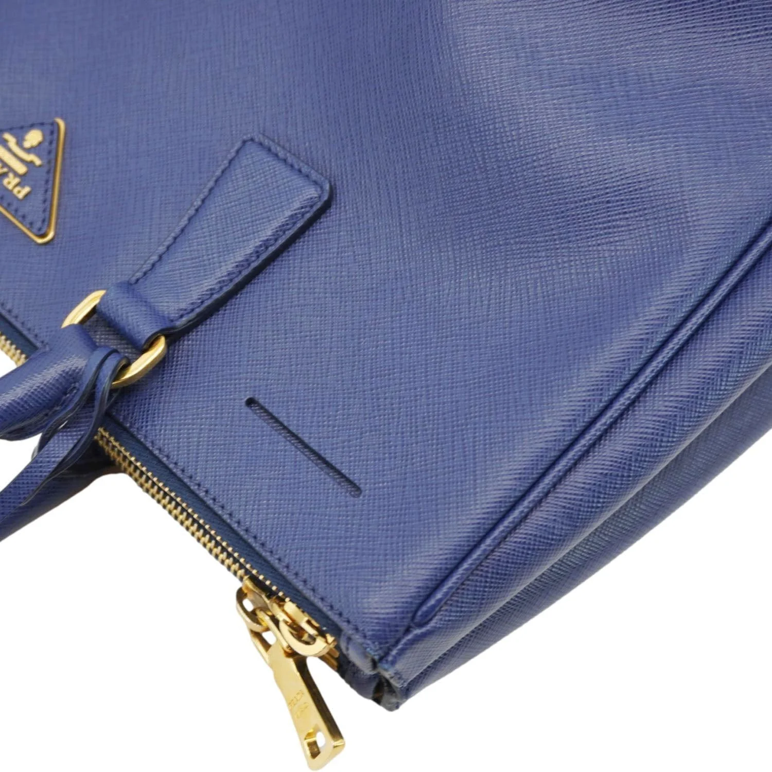 PRADA Galleria Double-Zip Large Saffiano Lux Leather Tote Bag Blue - Image 7