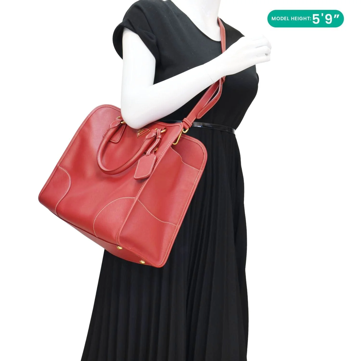 PRADA Saffiano Lux Leather Shoulder Bag Red - Image 2