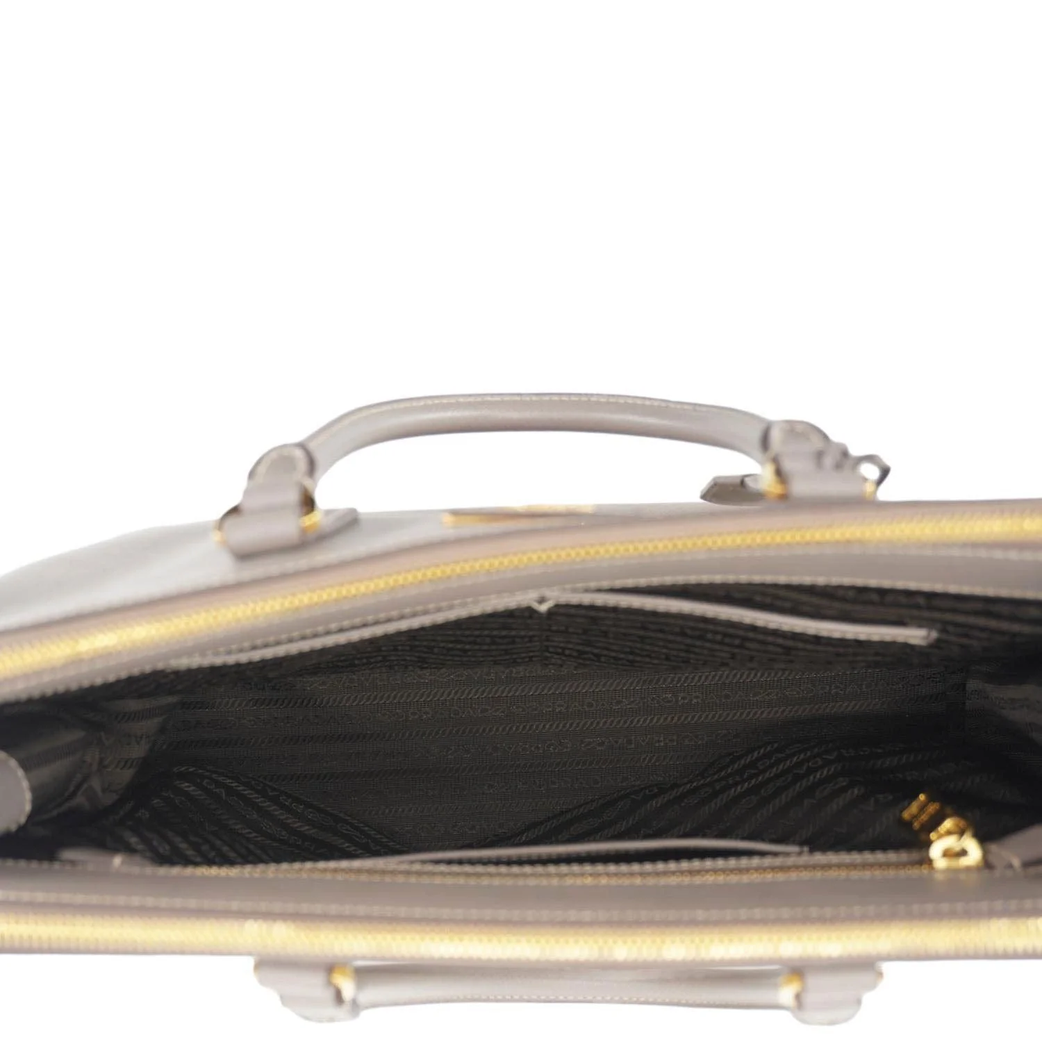PRADA Double Zip Medium Lux Saffiano Leather Tote Argilla - Image 15