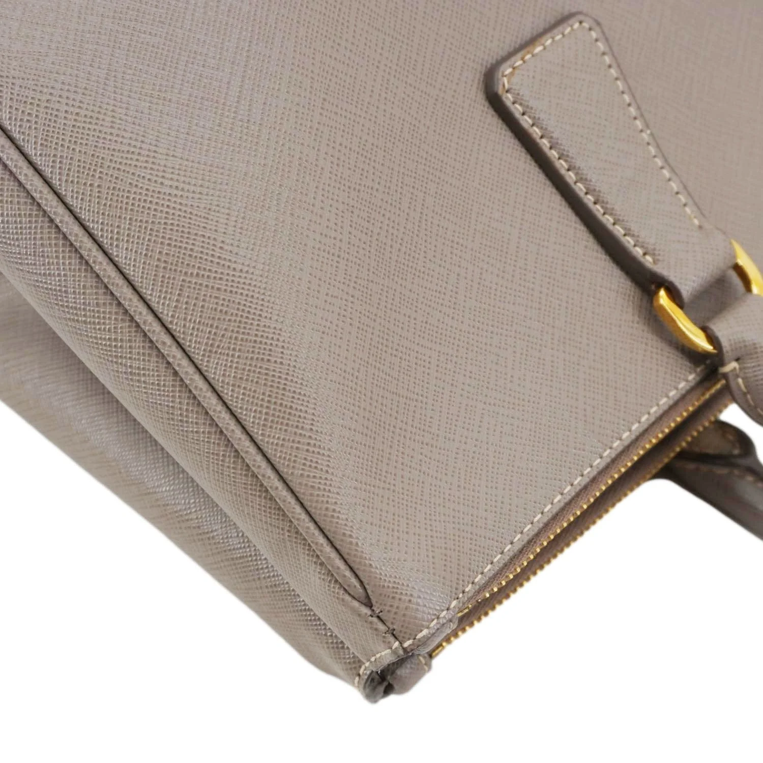 PRADA Double Zip Medium Lux Saffiano Leather Tote Argilla - Image 6