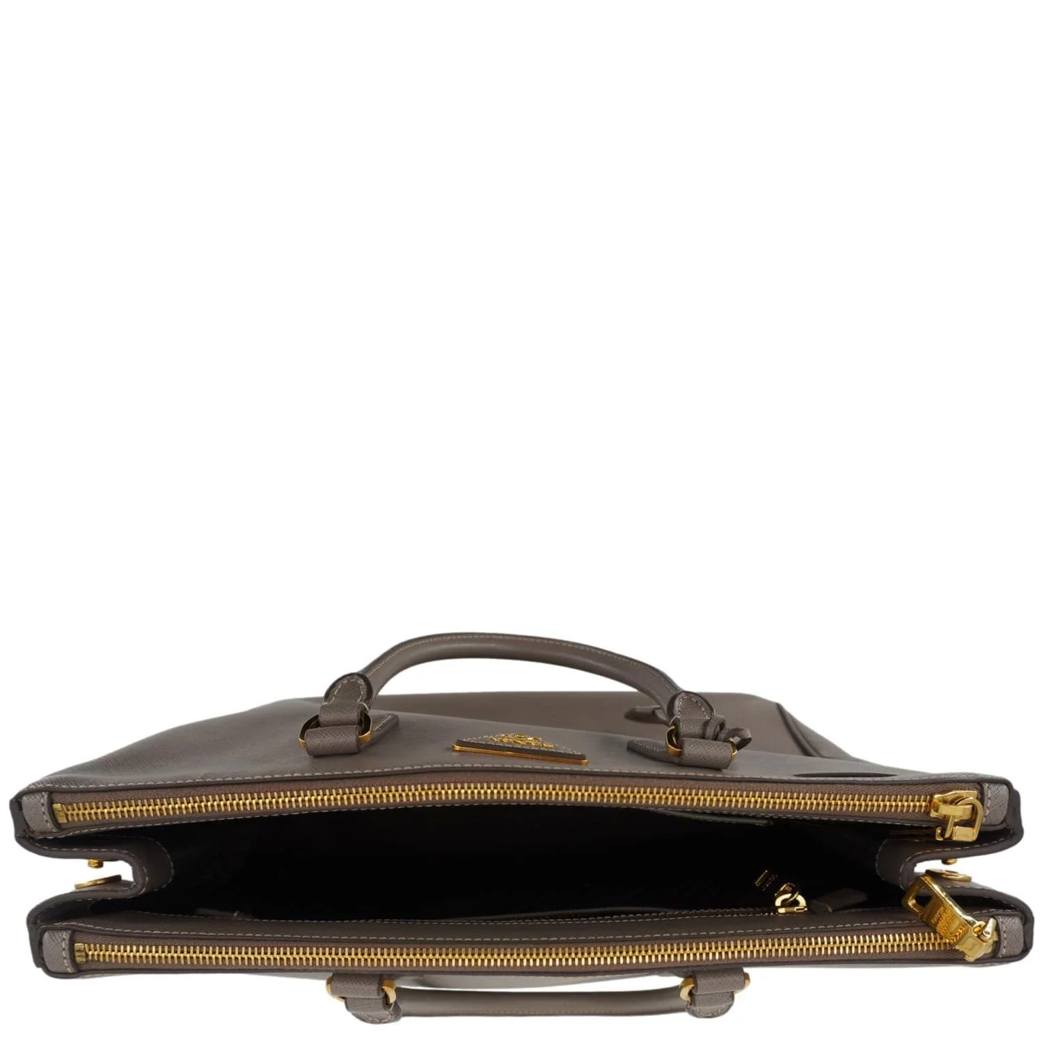 PRADA Double Zip Medium Lux Saffiano Leather Tote Argilla - Image 8