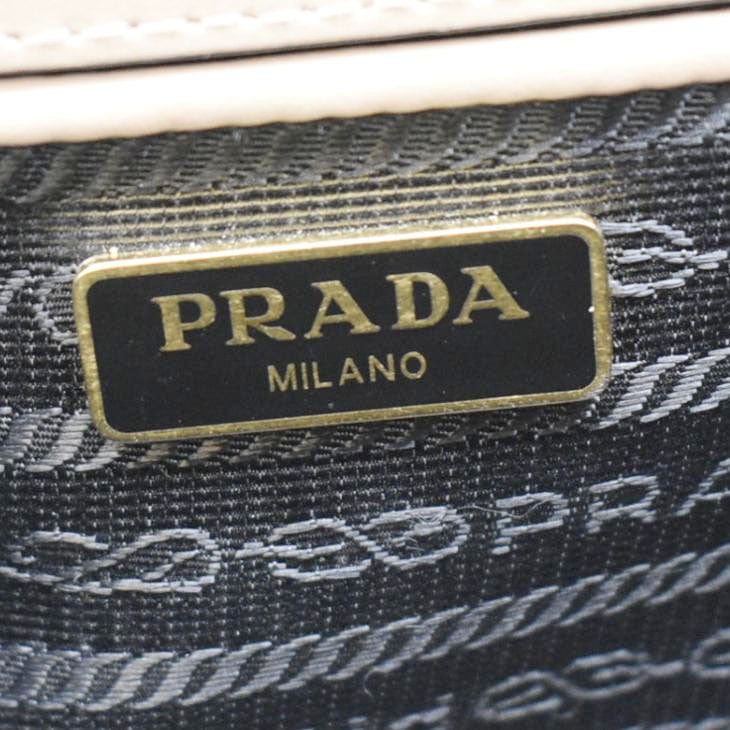 PRADA Soft Saffiano Leather Chain Crossbody Bag Beige - Image 11