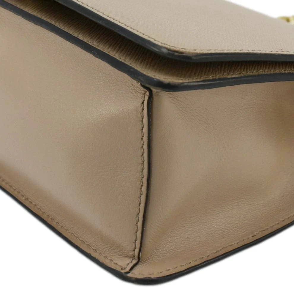 PRADA Soft Saffiano Leather Chain Crossbody Bag Beige - Image 7