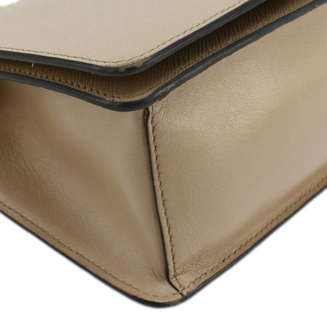 PRADA Soft Saffiano Leather Chain Crossbody Bag Beige - Image 8