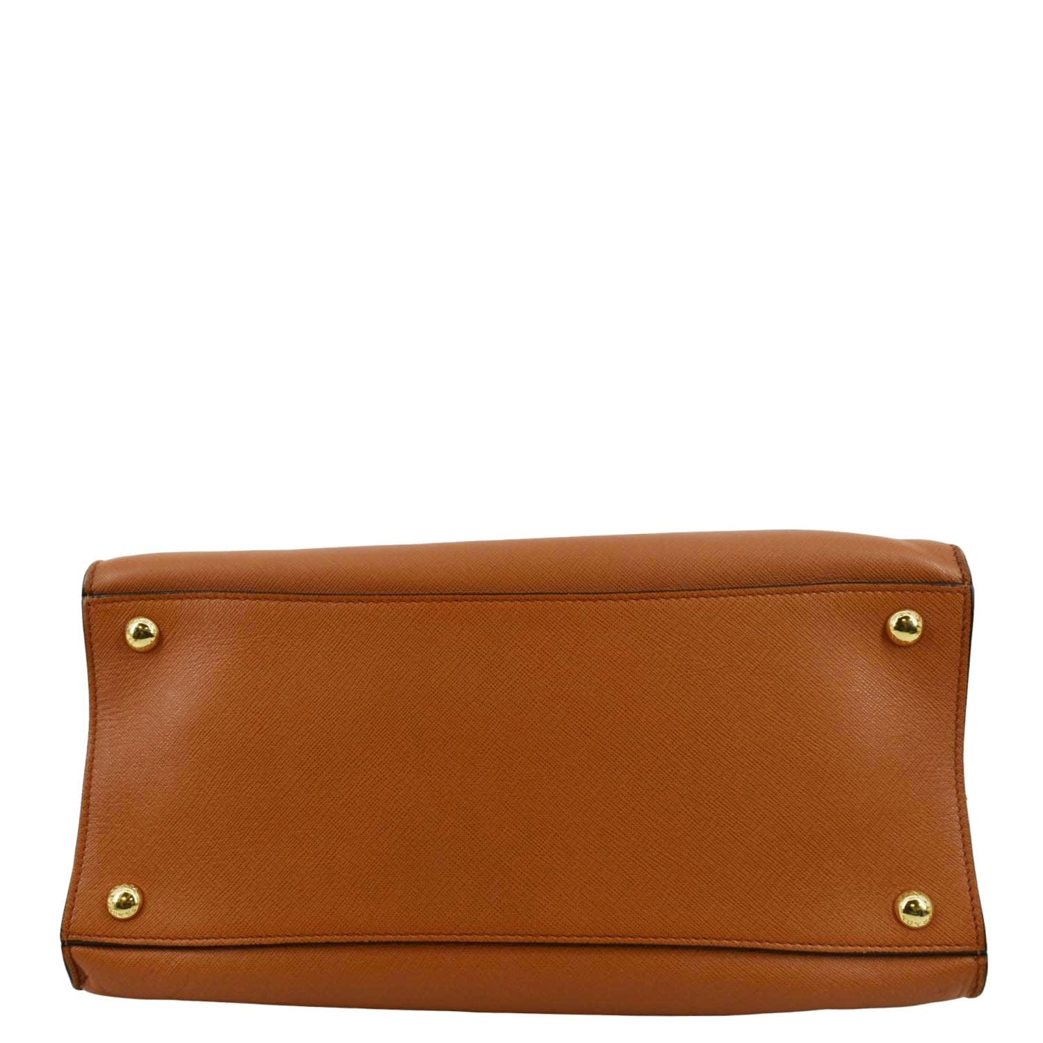 PRADA Saffiano Leather Top Handle Satchel Bag Orange - Image 10