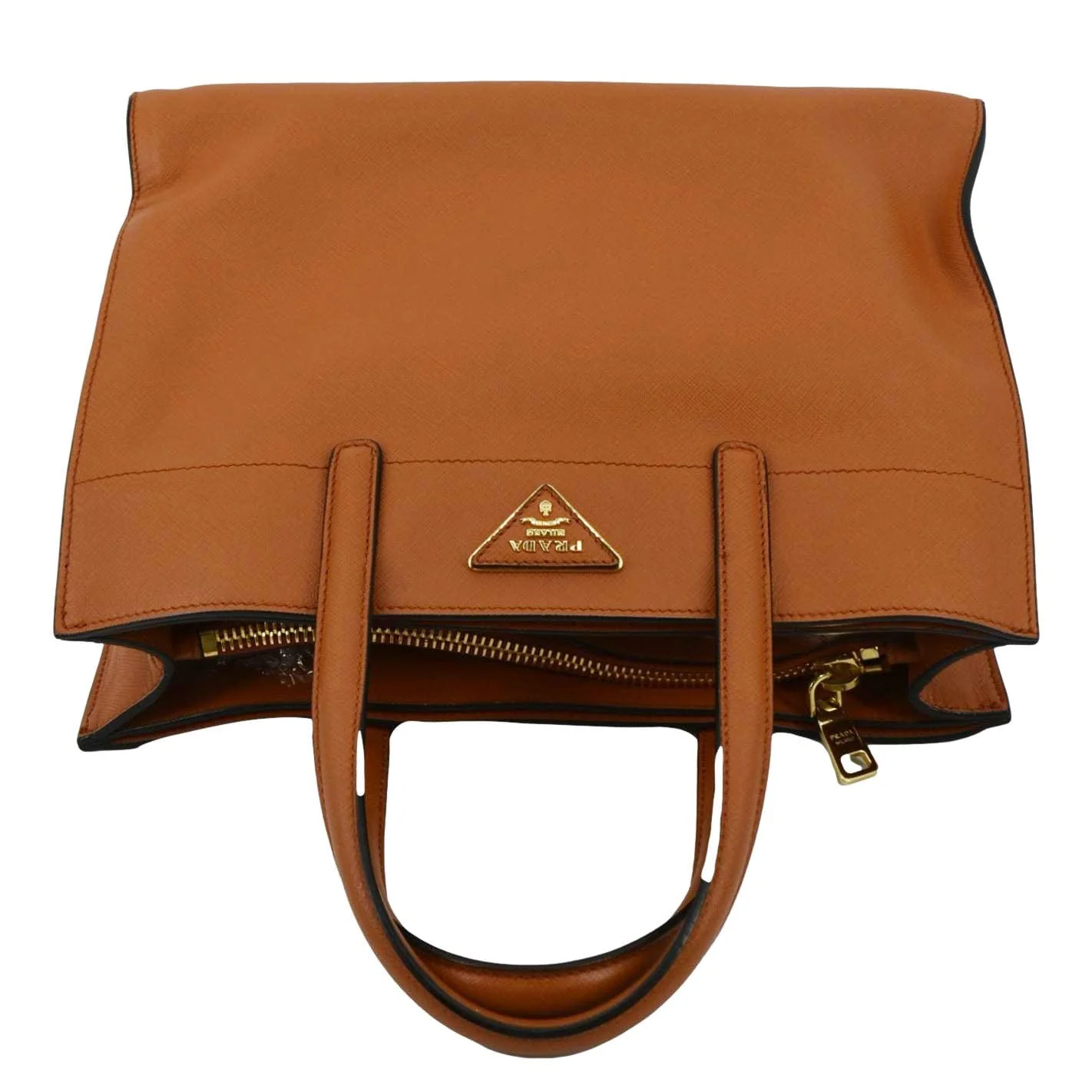 PRADA Saffiano Leather Top Handle Satchel Bag Orange - Image 5