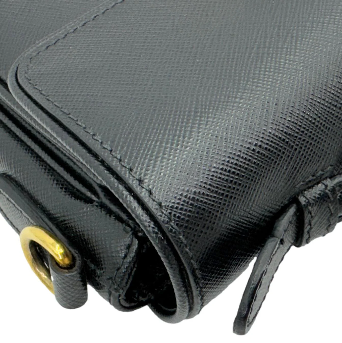 PRADA Sound Mini Saffiano Leather Crossbody Bag Black - Image 5